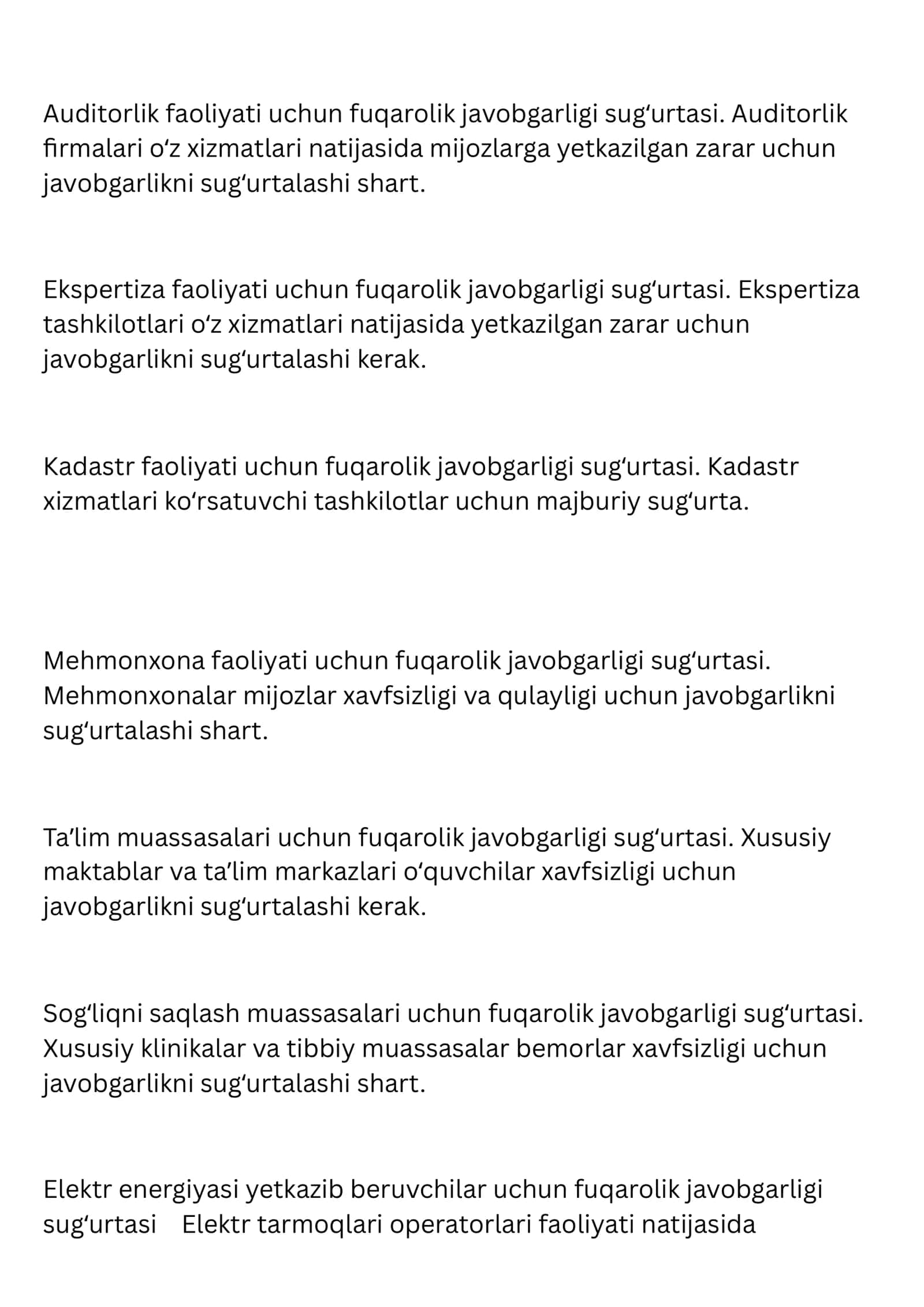 Oʻzbekistonda majburiy sugʻurta 2