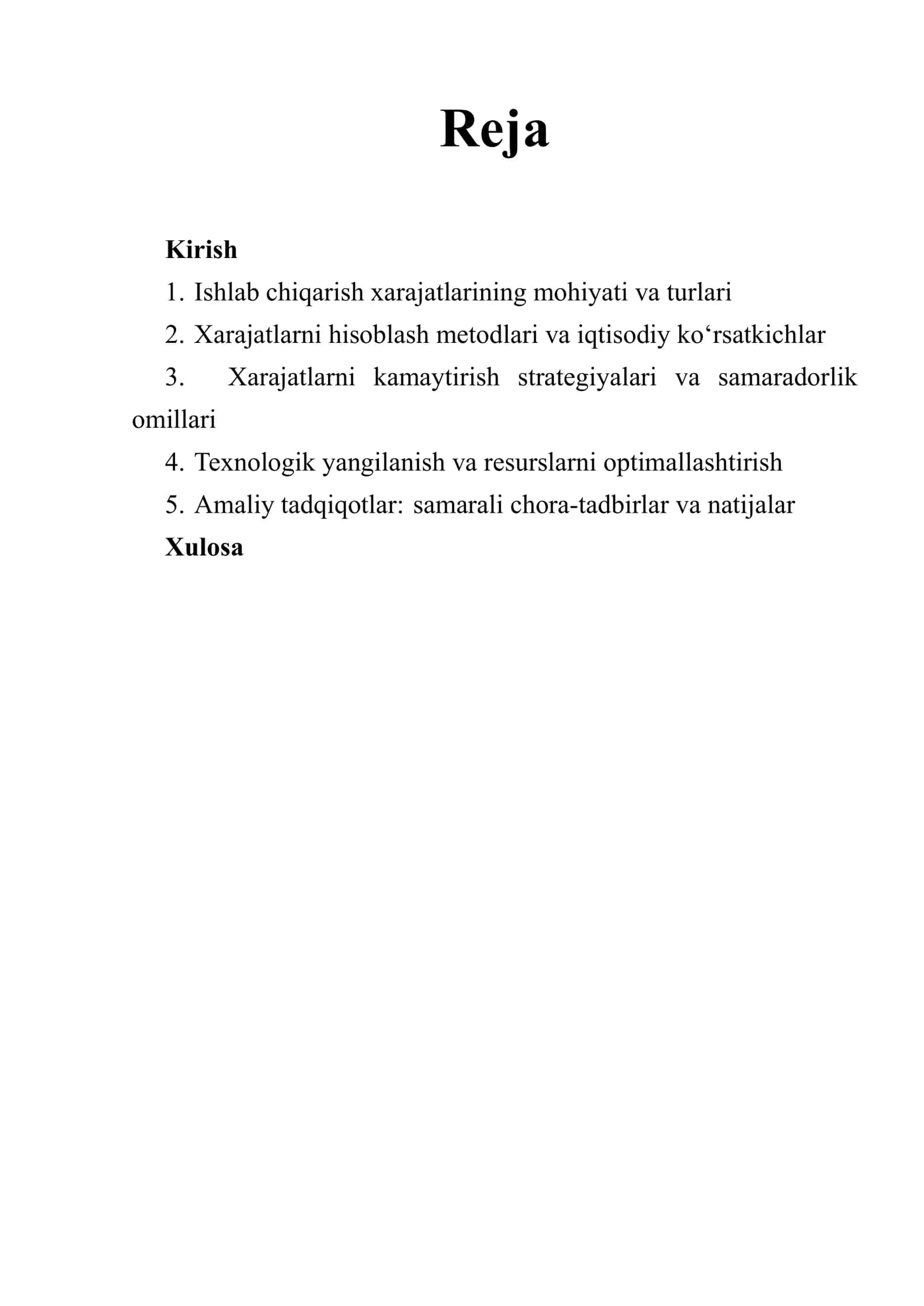 Ishlab chiqarish xarajatlari va ularni kamaytirish yo’llari 2