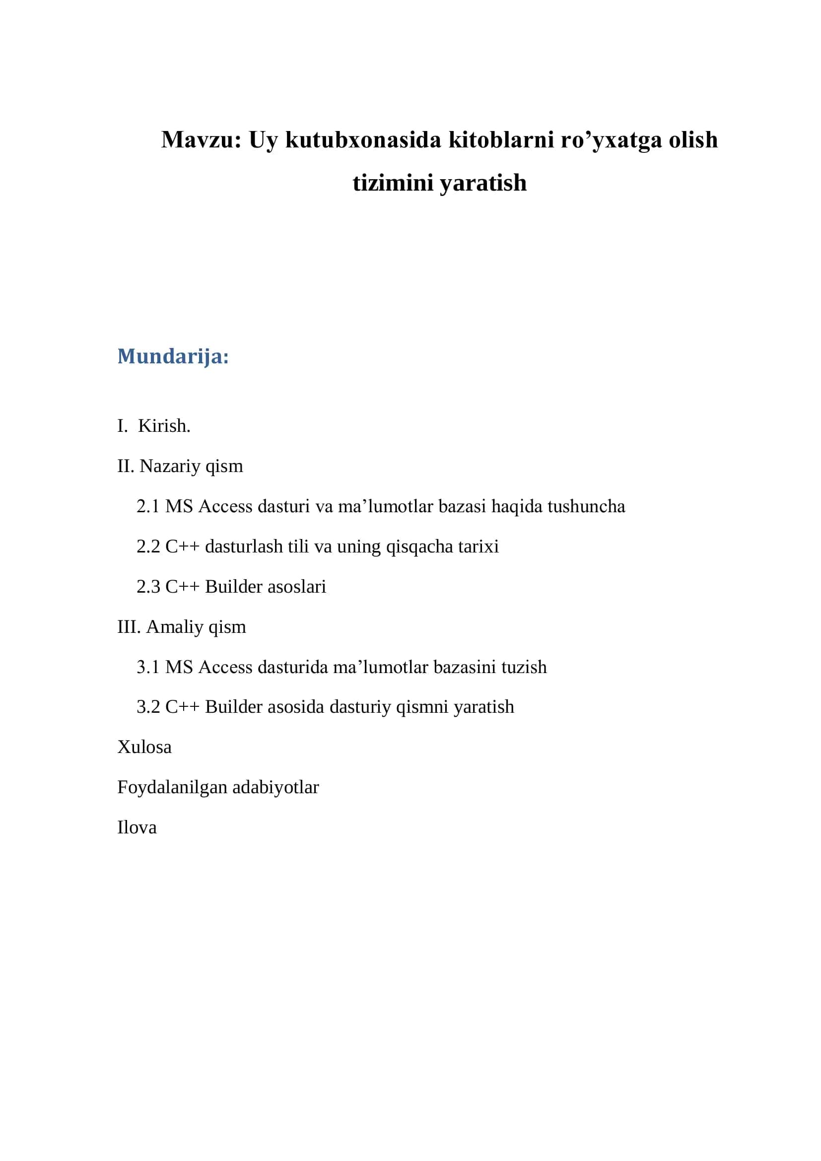 Uy kutubxonasida kitoblarni ro’yxatga olish tizimini yaratish 2