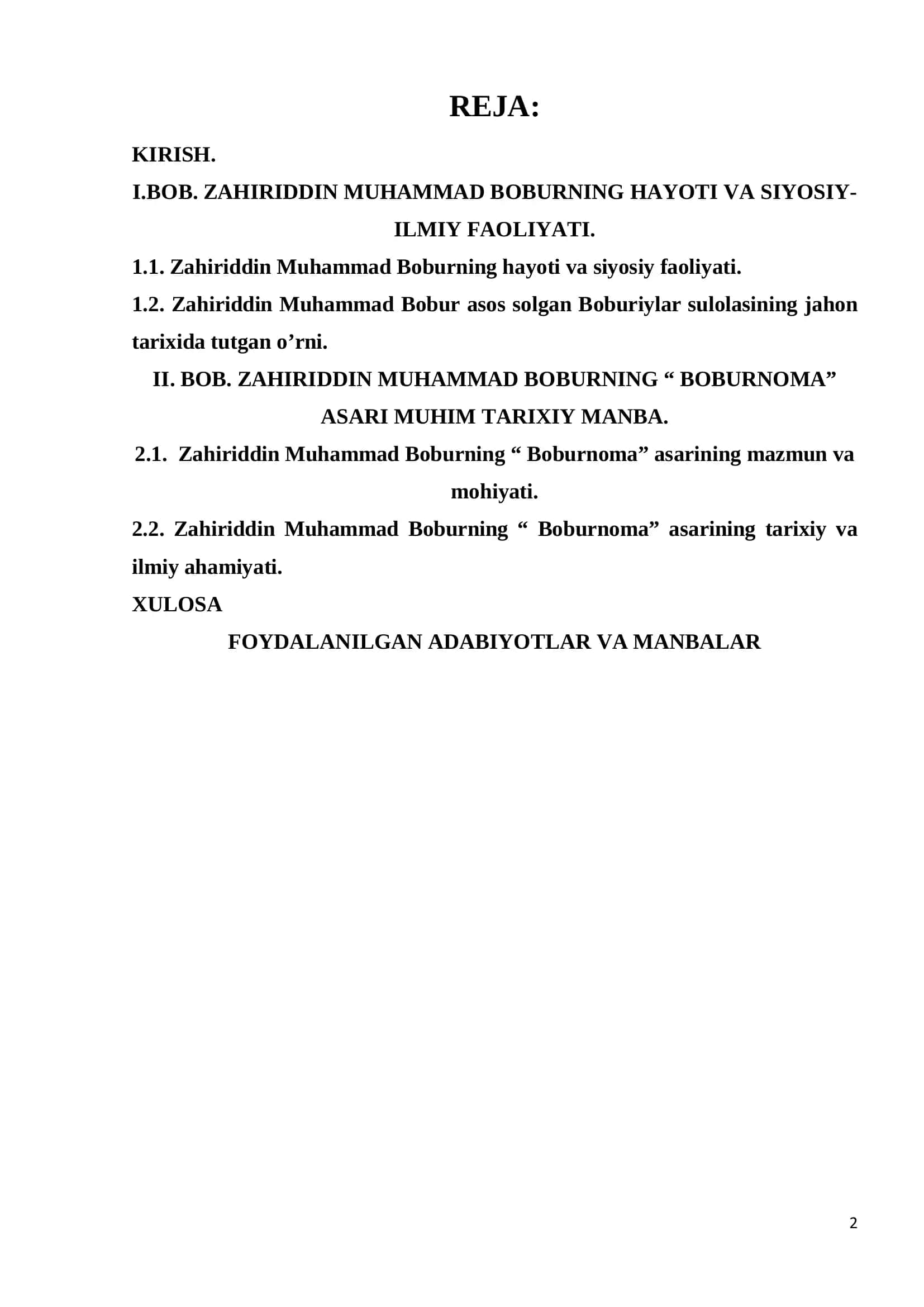 Zahiriddin Muhammad Boburning hayoti va ijodiy merosi 2