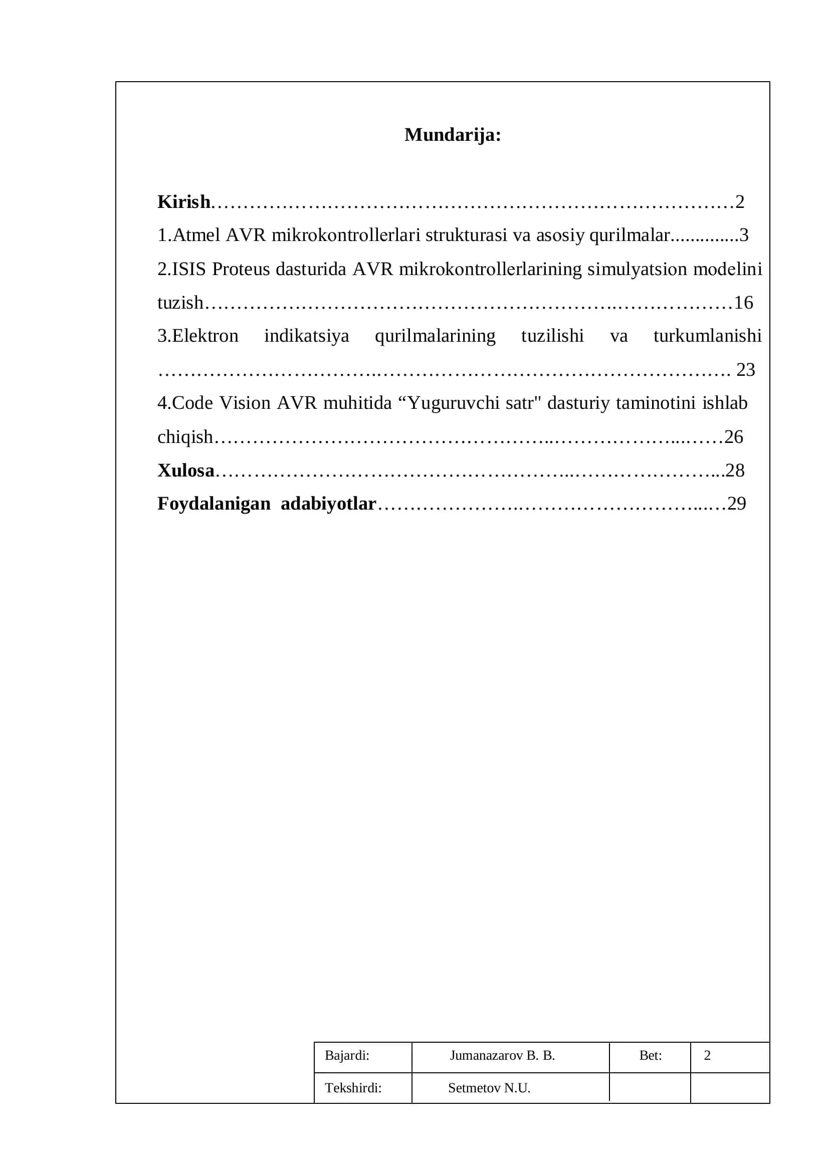 Mikrokontrollerli «Yuguruvchi satr» qurilmasi dasturiy taminoti 2
