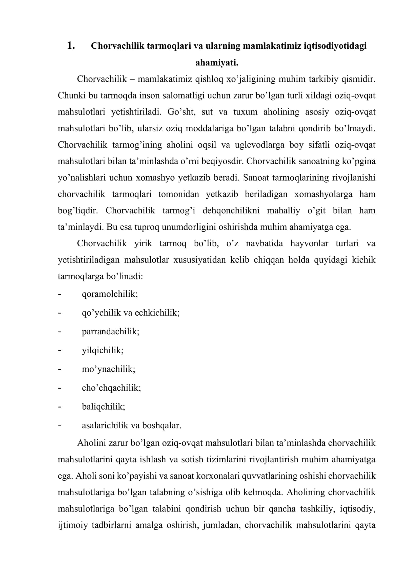 Chorvachilik tarmoqlari iqtisodiyoti 2