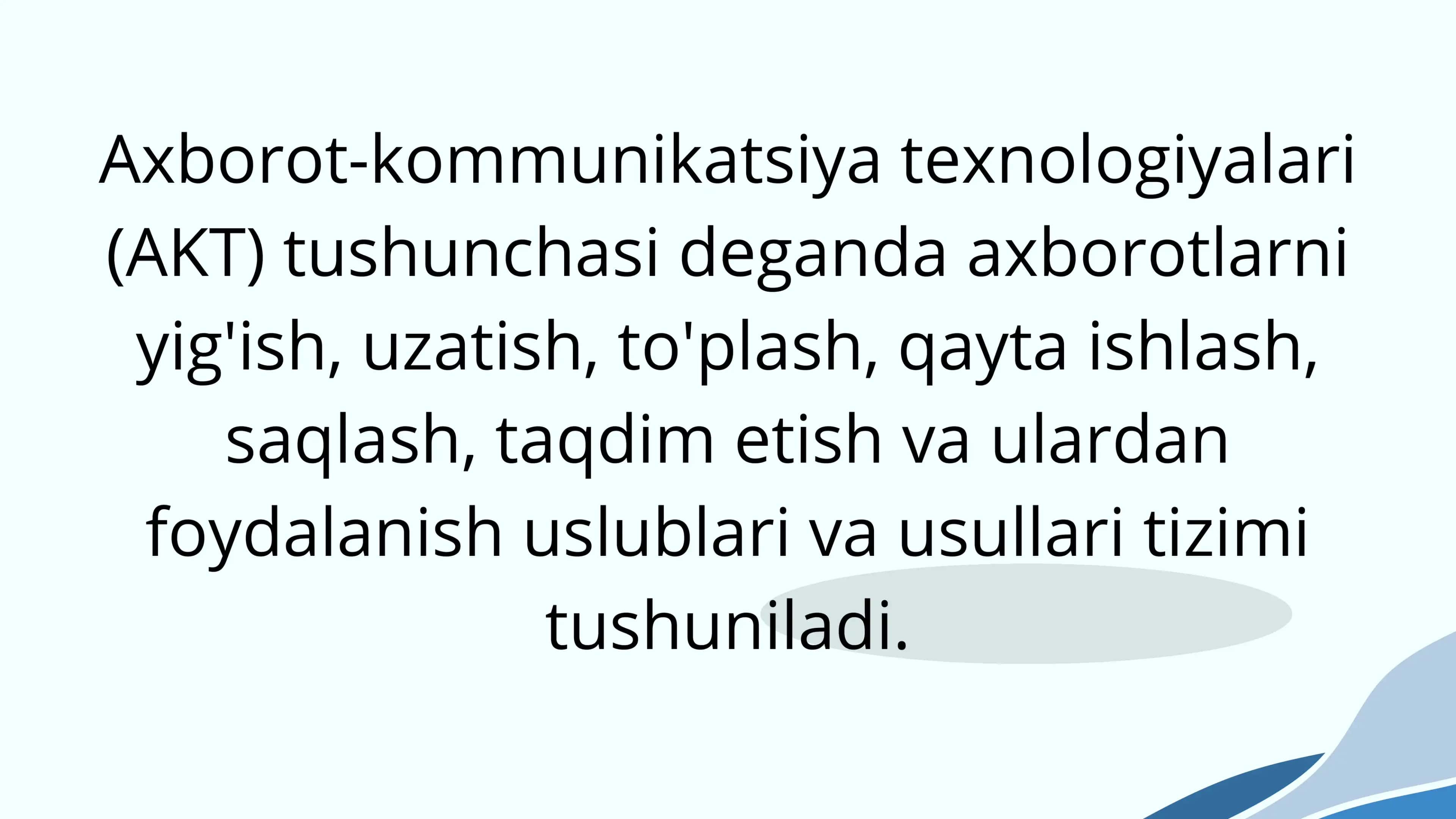 Zamonaviy axborot kommunikatsiya texnologiyalari tushunchasi va tansifi 2