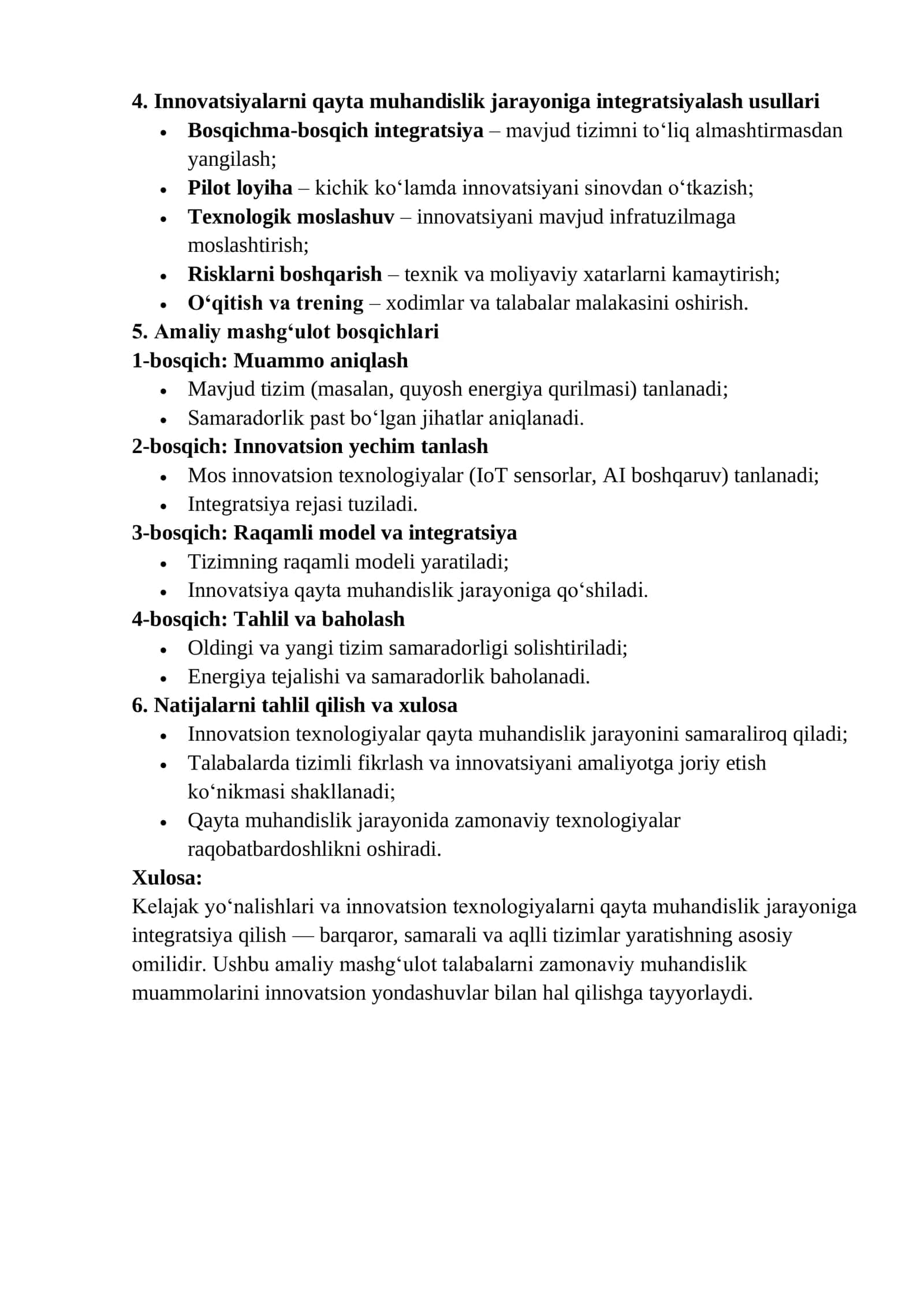 Amaliy mashg‘ulot №9 Kelajak yo‘nalishlari va innovatsiyalar 2