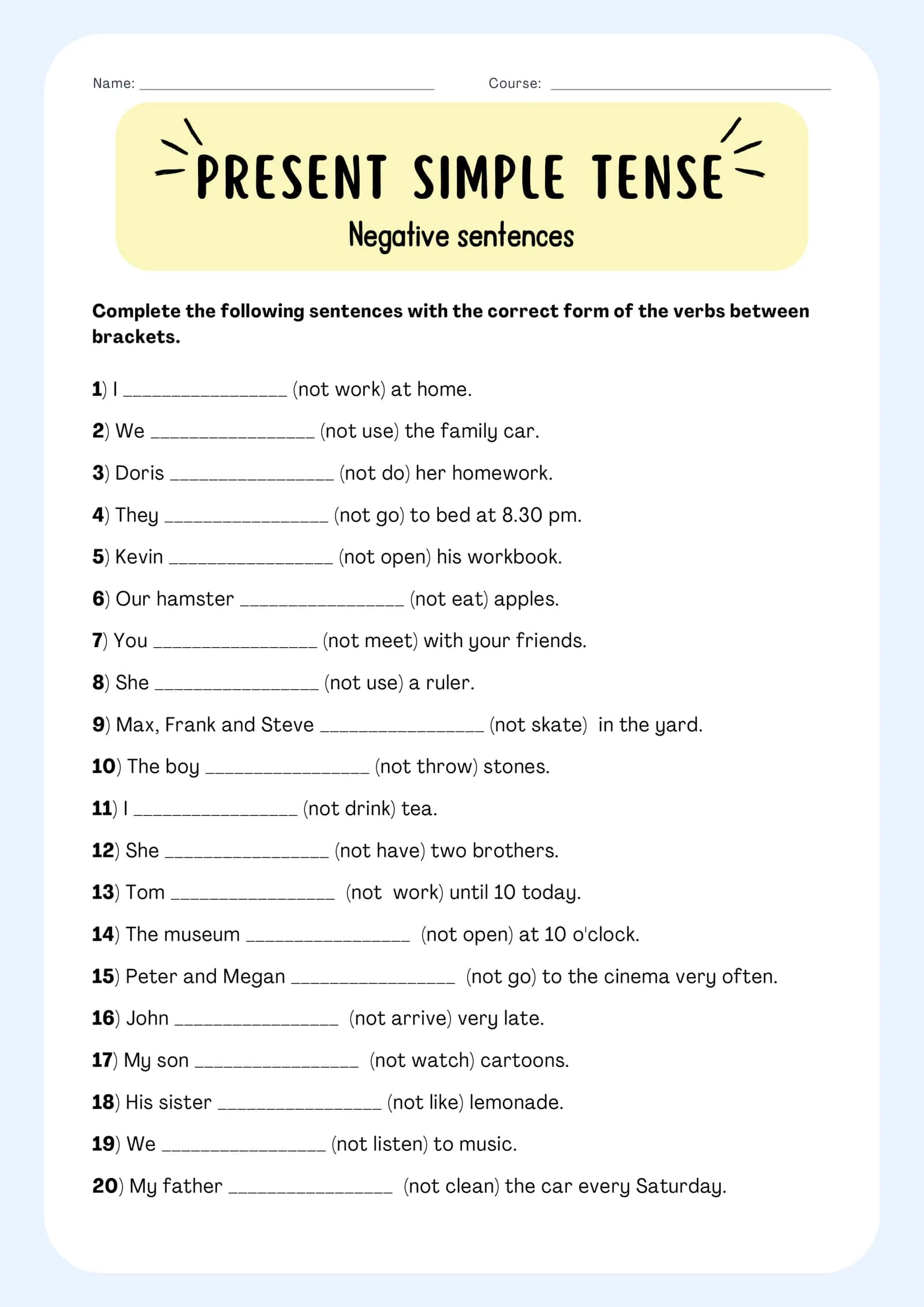 Present simple tense (3 ta holati uchun : positive, negative question) 2