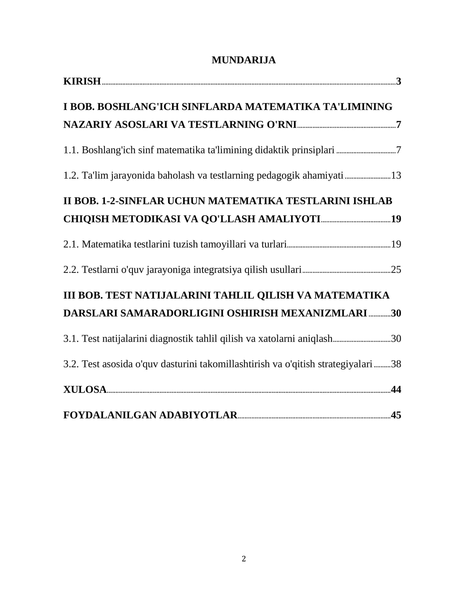 BOSHLANG'ICH SINF MATEMATIKA DARSLARI SAMARADORLIGINI TESTLAR ORQALI RIVOJLANTIRISH. ( 1-2-SINFLAR O'RTASIDA) 2
