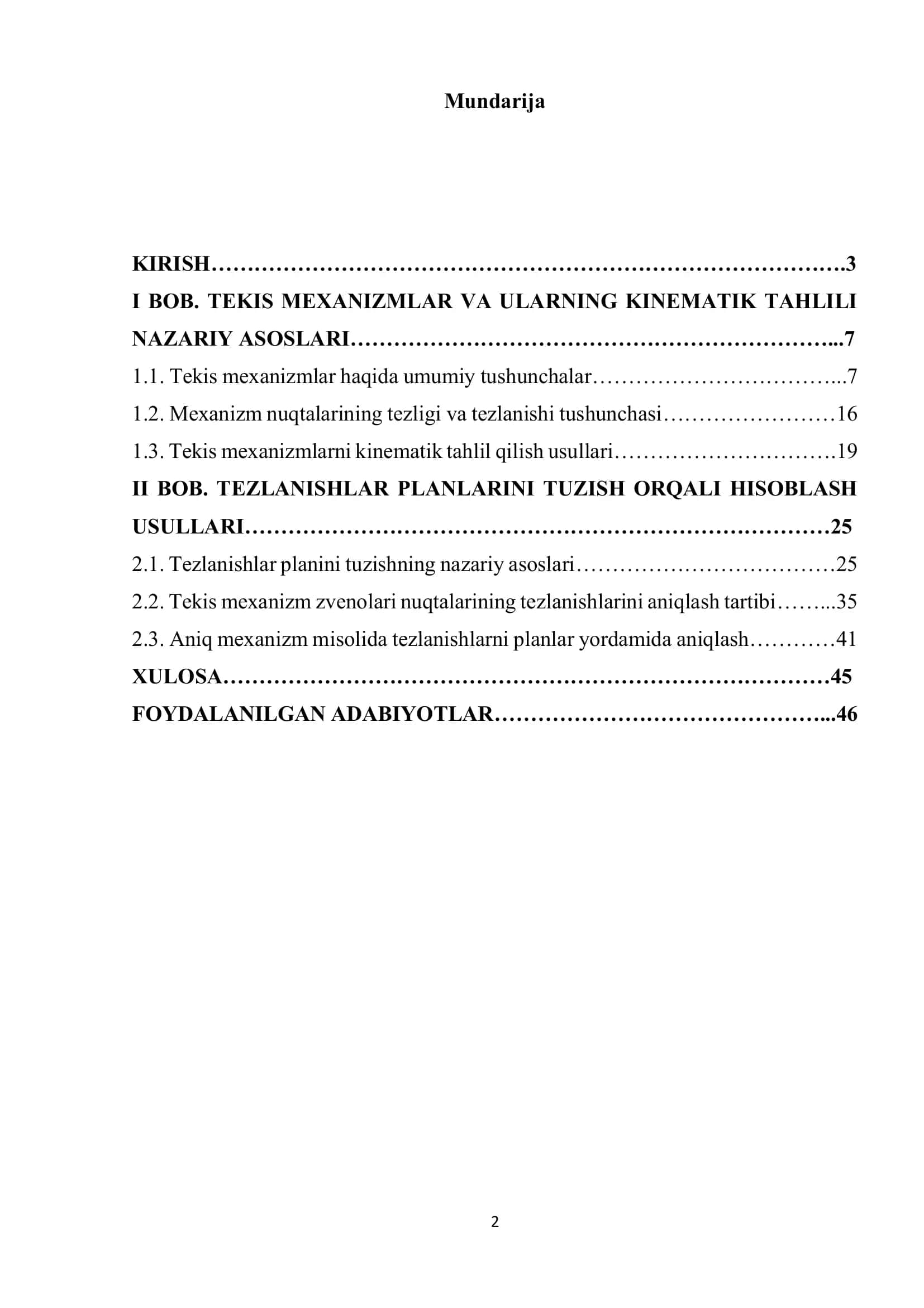 Tekis mexanizmlar zvenolari nuqtalarining tezlanishlarini planlar tuzish yoʻli yordamida aniqlash 2