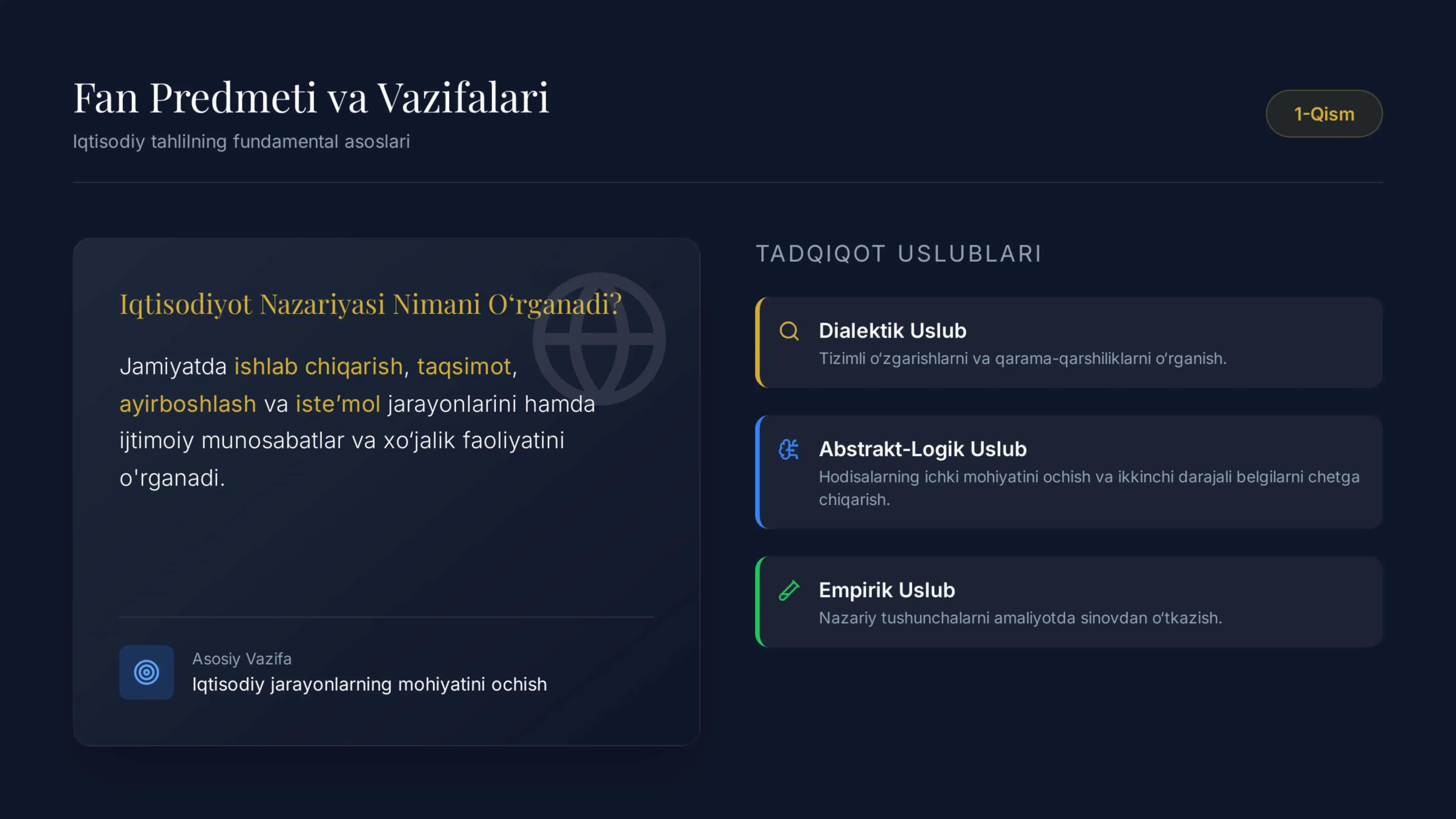 IQTISODIYOT NAZARIYASI VA ASOSIY TUSHUNCHALAR.TAQDIMOT. 2