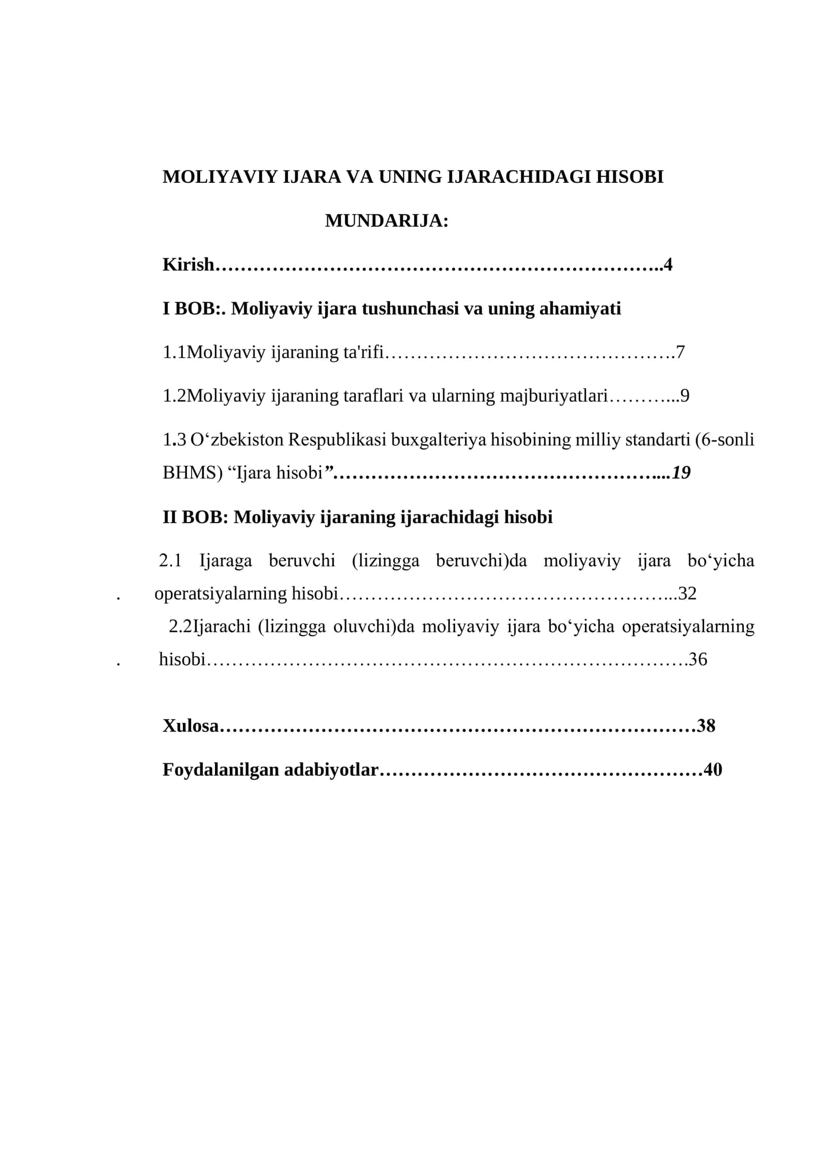 "MOLIYA VA BANK ISHI” KAFEDRASI “BUXGALTERIYA HISOBI” FANIDAN KURS ISHI 2
