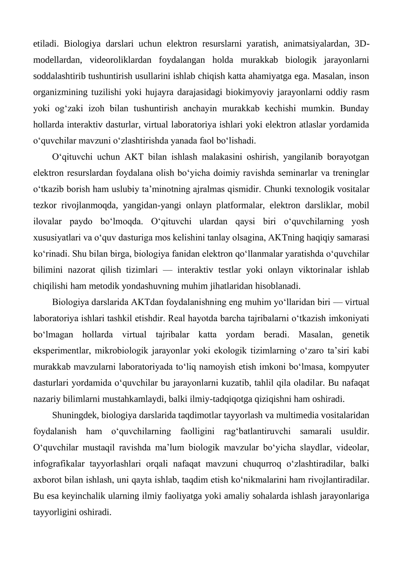 BIOLOGIYA FANINI O'QITISHDA ELEKTRON TA'LIM RESURSLARI 2