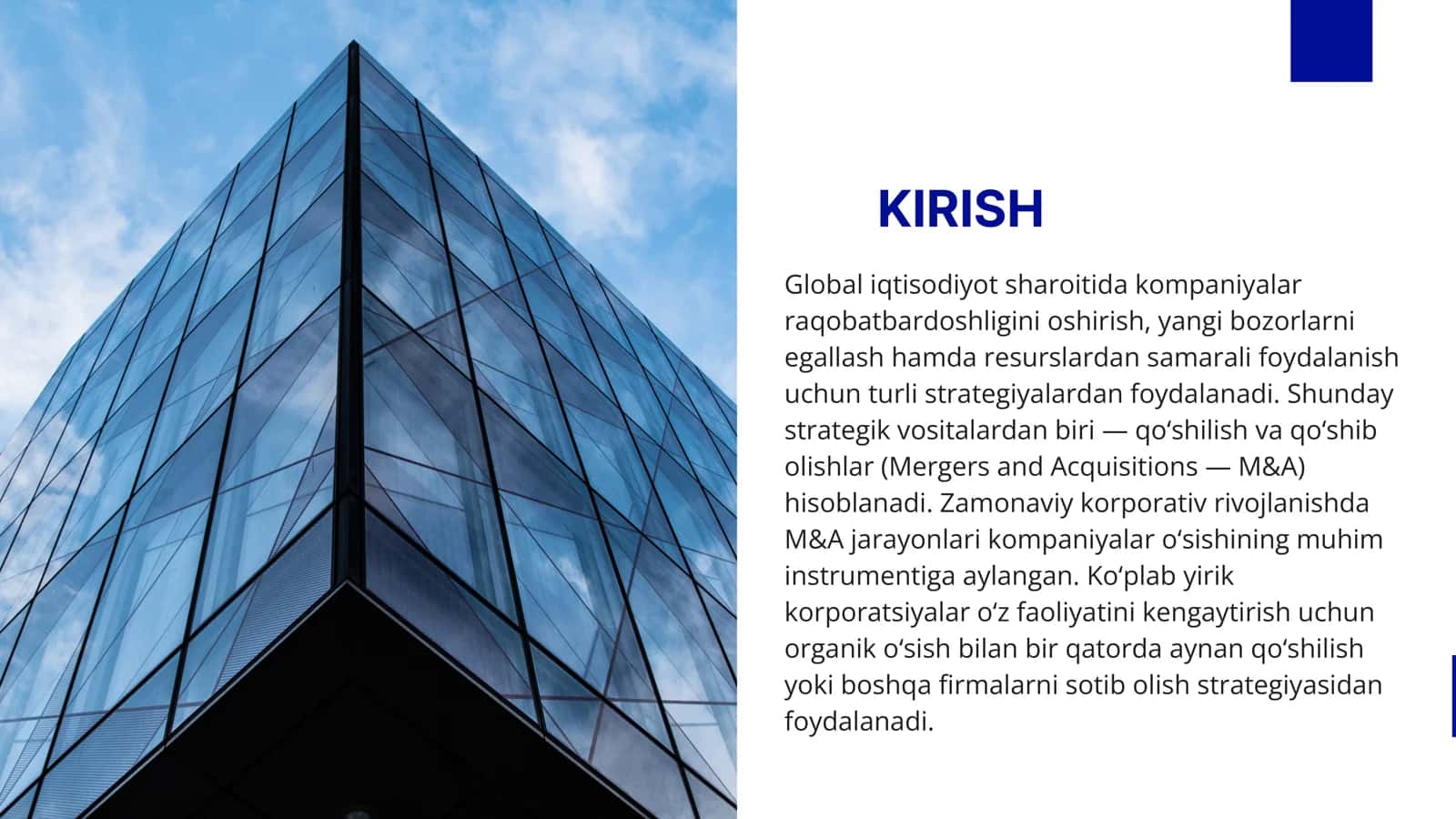 QO'SHILISH VA QO'SHIB OLISHLARNING JAHON TAJRIBASI: MOTIVATSIYA FAOLLIK VA RENTABELLIK 2