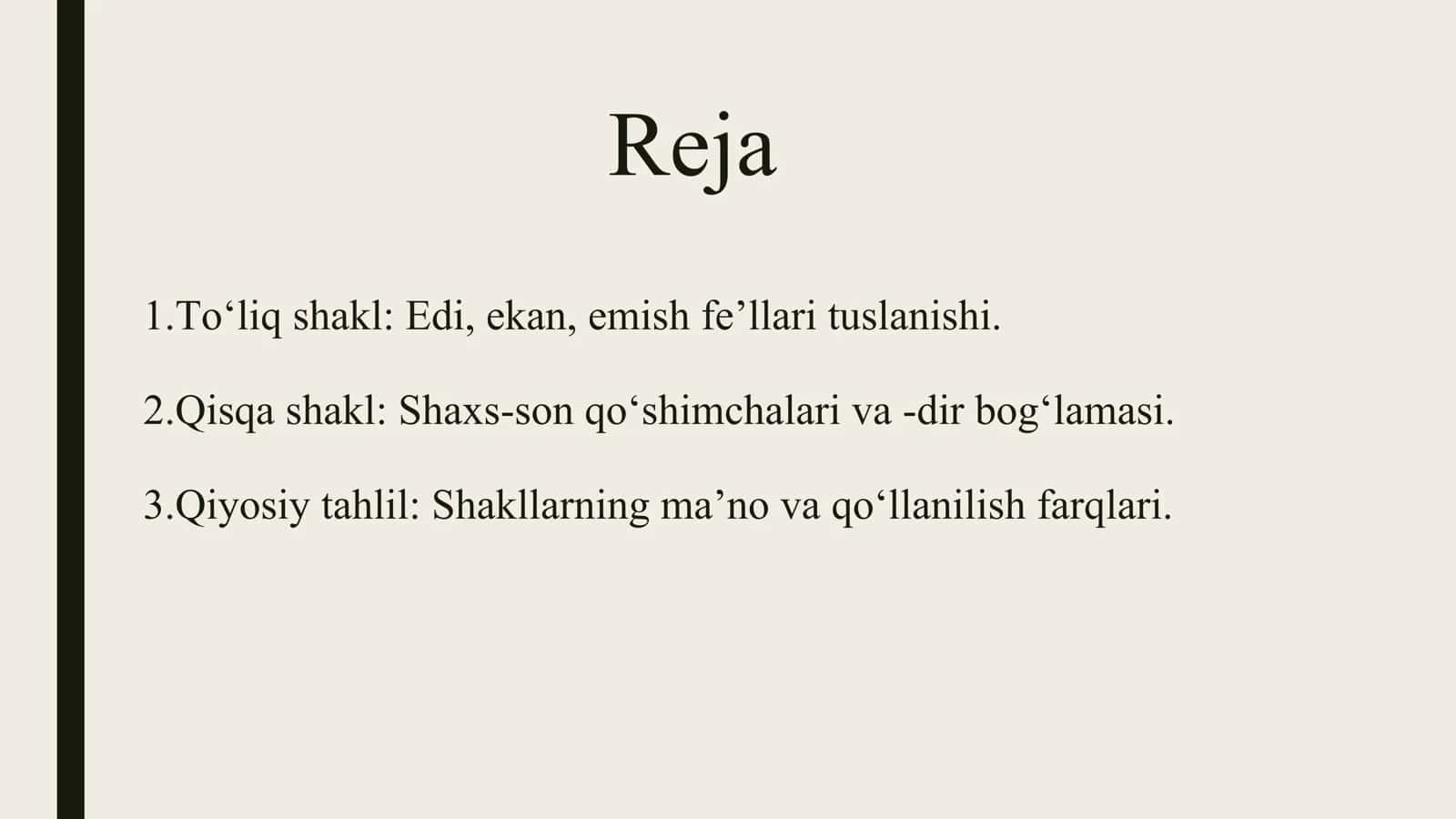 Bog'lamaning to'liq va
qisqa shakllarining
tuslanishi. 2