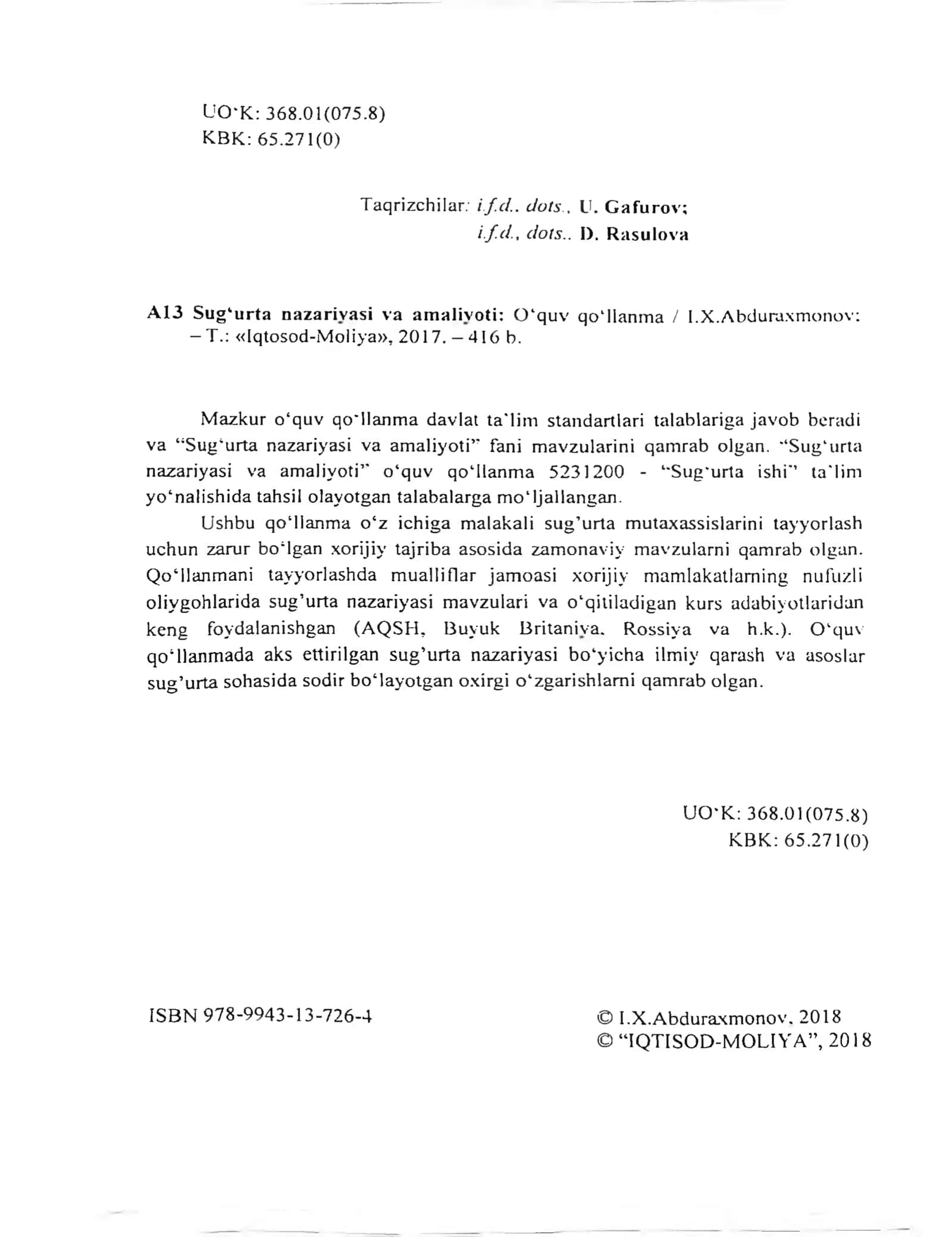 Sug'urta nazarivasi va amalivoti 2