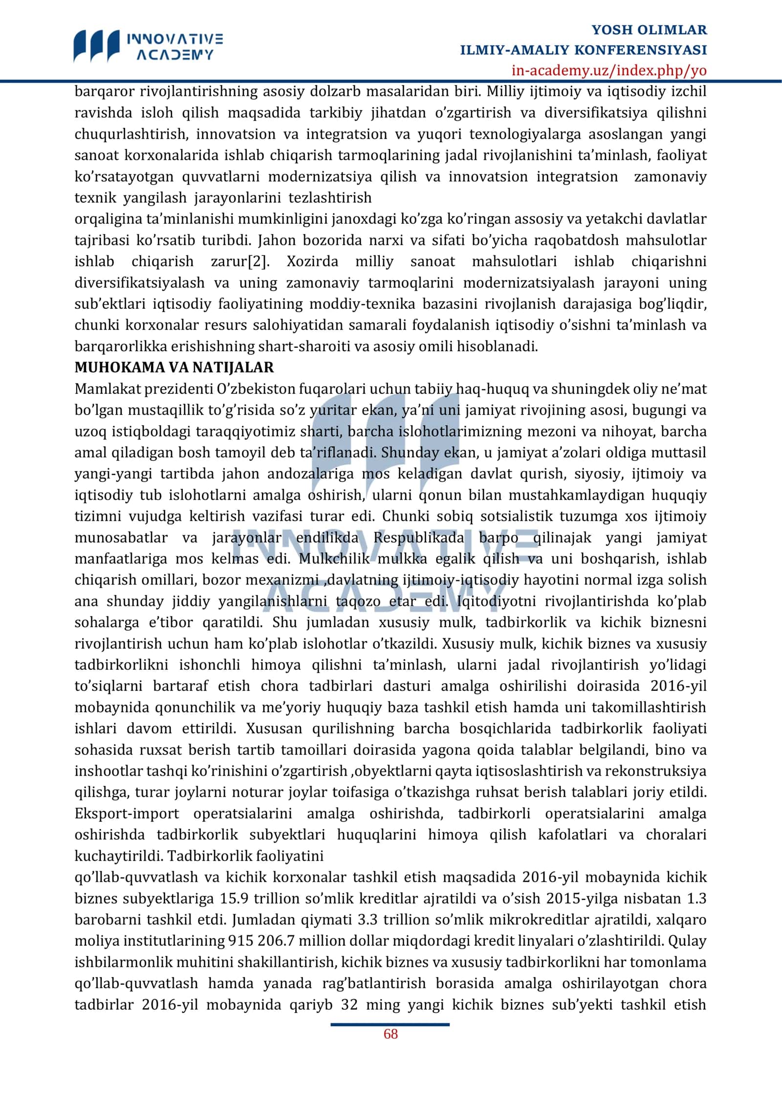 O'ZBEKISTON RESPUBLIKASIDA IQTISODIYOTNING TUTGAN O'RNI 2