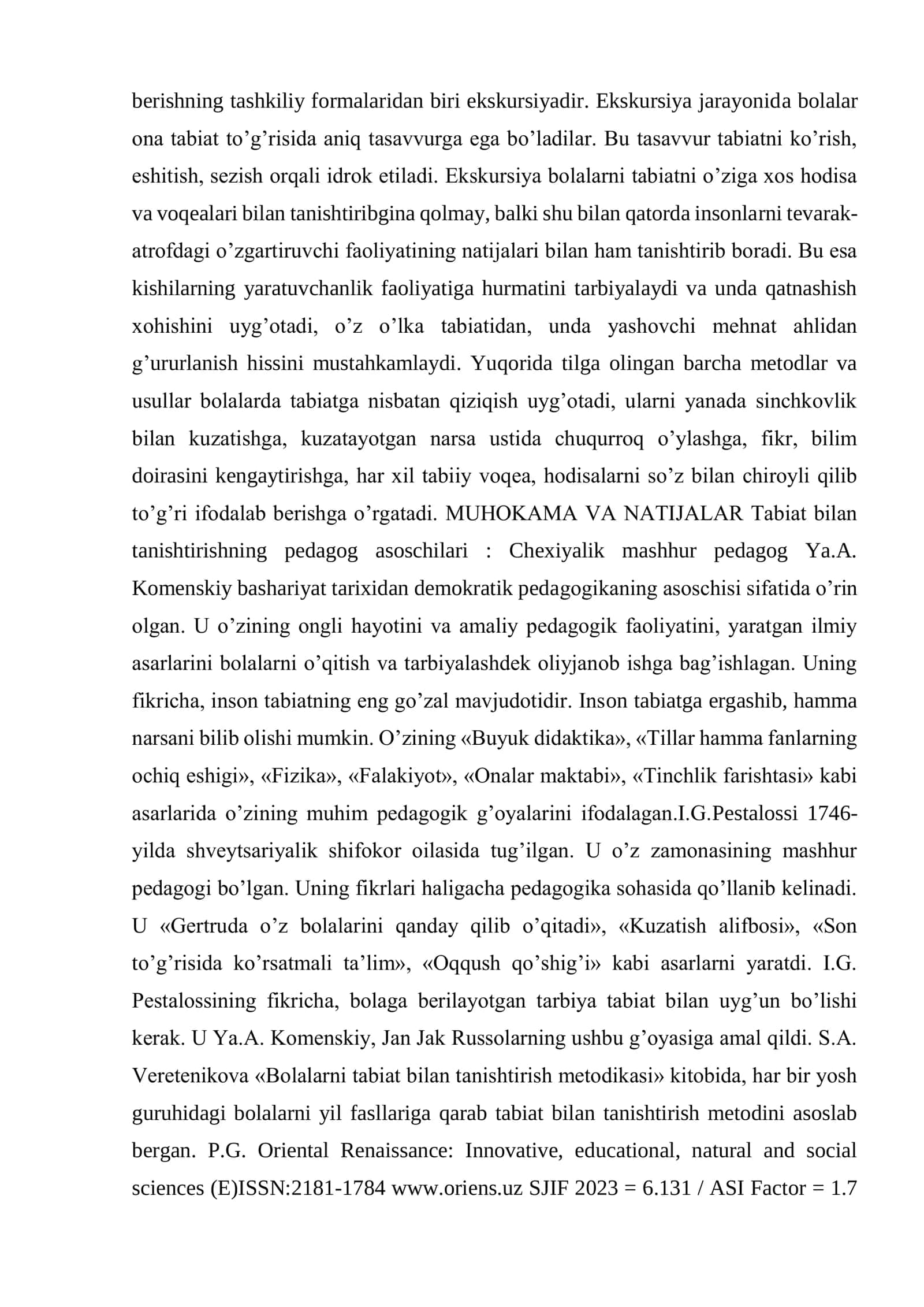 Davlat talablari asosida tabiat bilan tanishtirishda bolalarning rivojlanishiga qo‘yilgan talablarni tahlil qilish 2