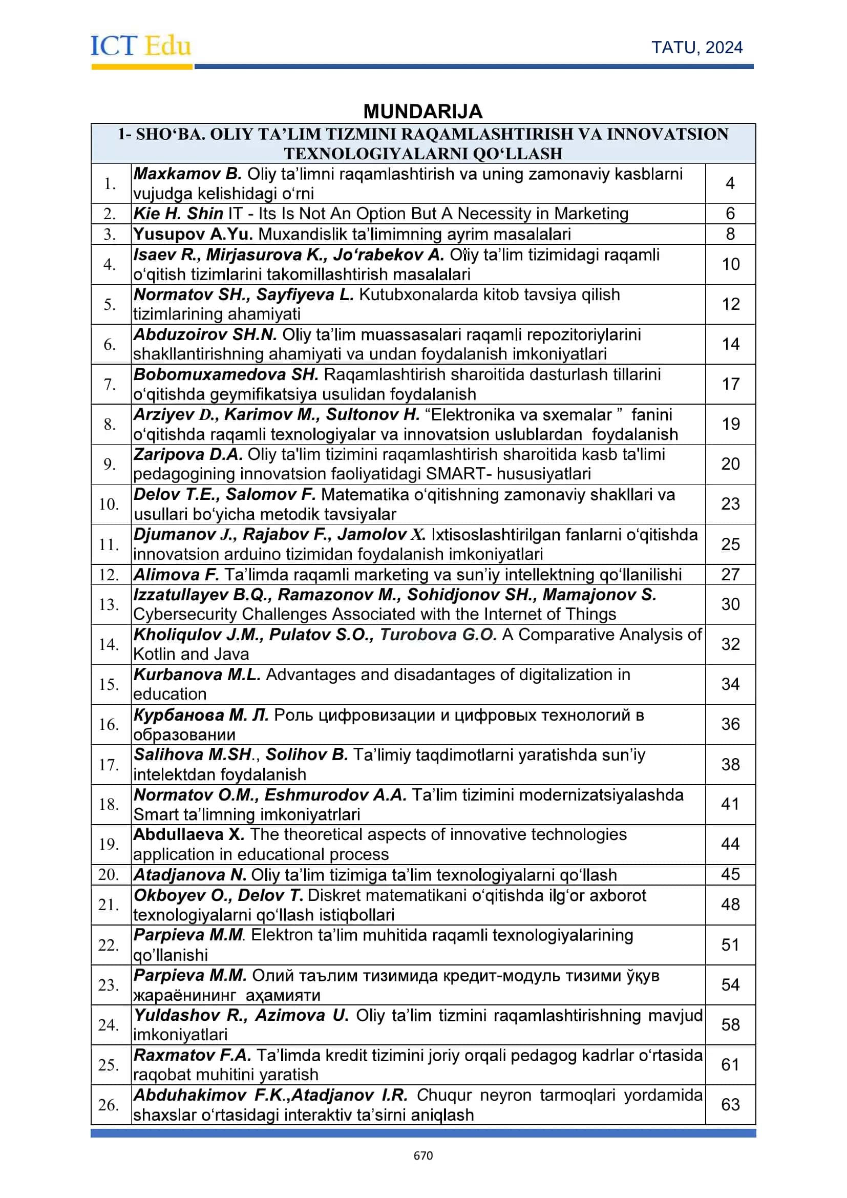 Innovatsion qitish masalalari (ICT Edu 2024) maqola 2
