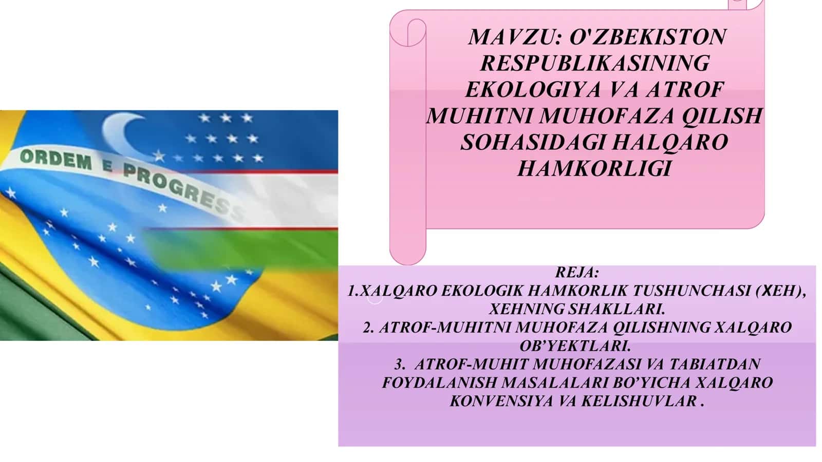 O'ZBEKISTON RESPUBLIKASINING EKOLOGIYA VA ATROF MUHITNI MUHOFAZA QILISH SOHASIDAGI HALQARO HAMKORLIGI 2