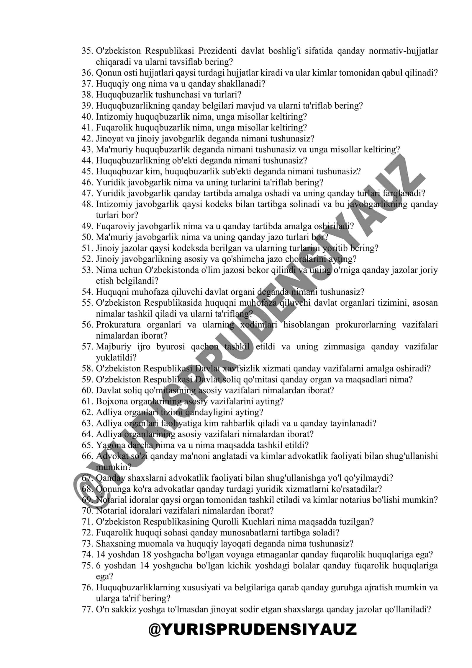 Ichki ishlar organlariga nomzodlarni saralab olish  bosqichida tushadigan savolllar 2