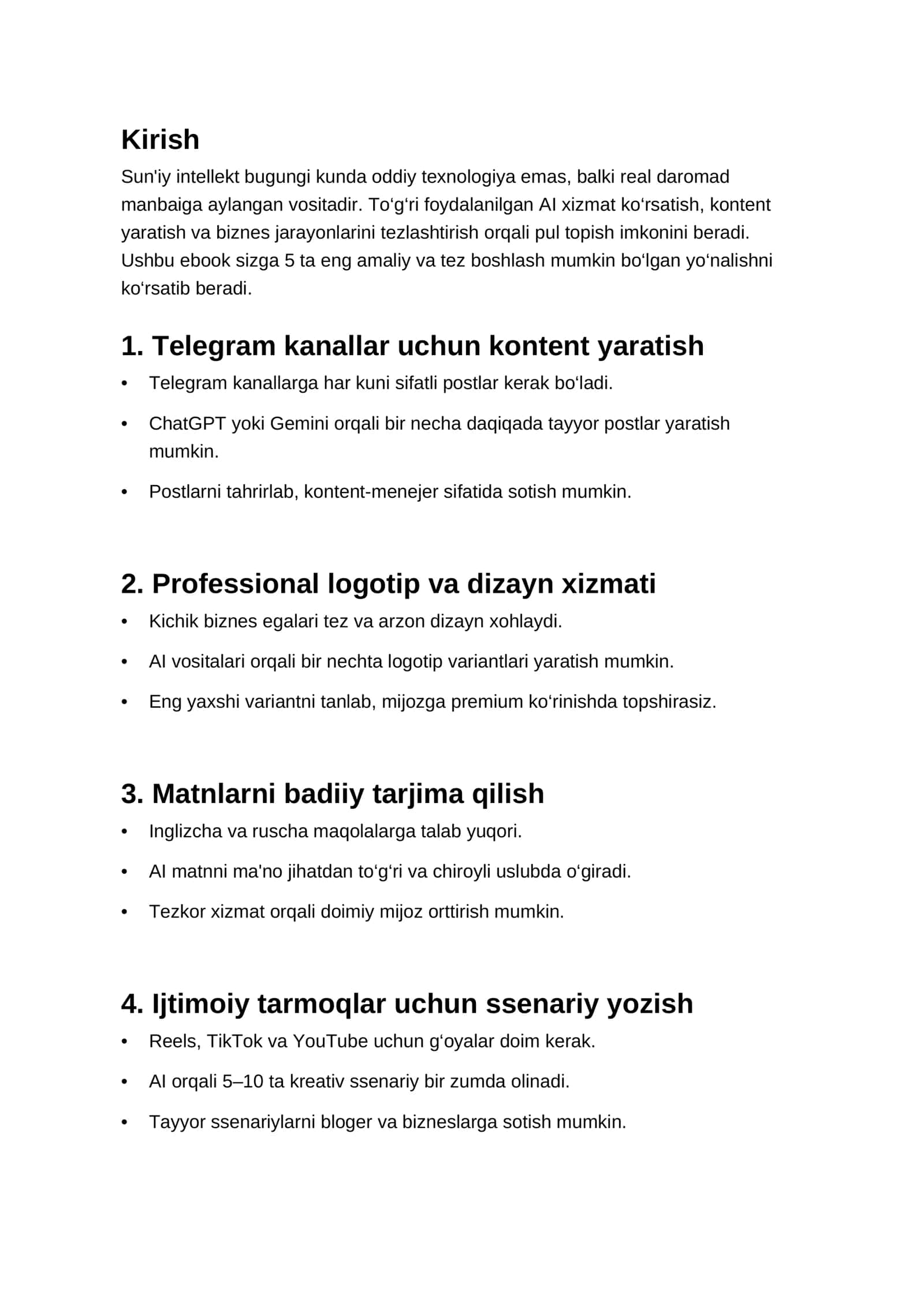 Sun'iy Intellekt bilan Tez Daromad Topish 2