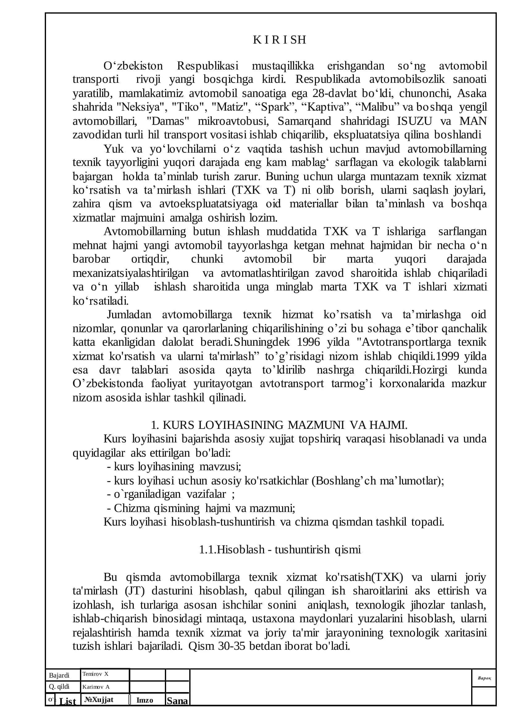 400 dona Isuzu avtobuslari uchun payvandlash ustaxonasini loyixalash 2