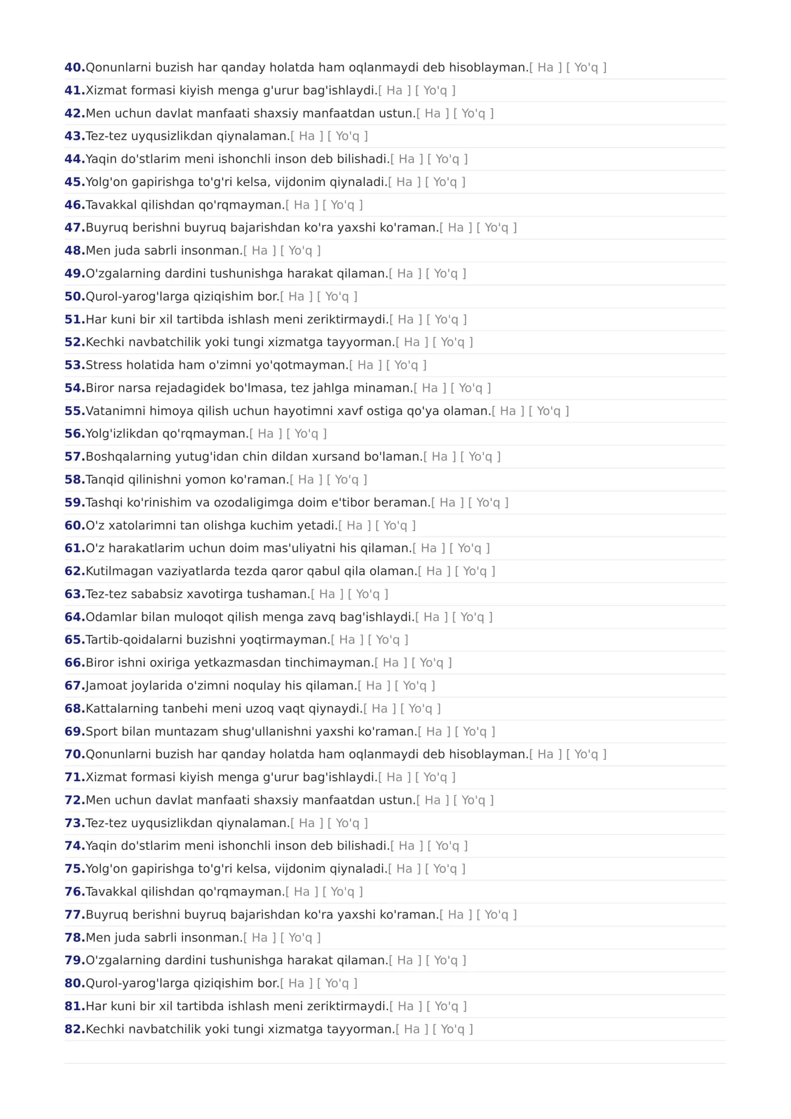 PSIXOLOGIK TEST (300 SAVOL) 2