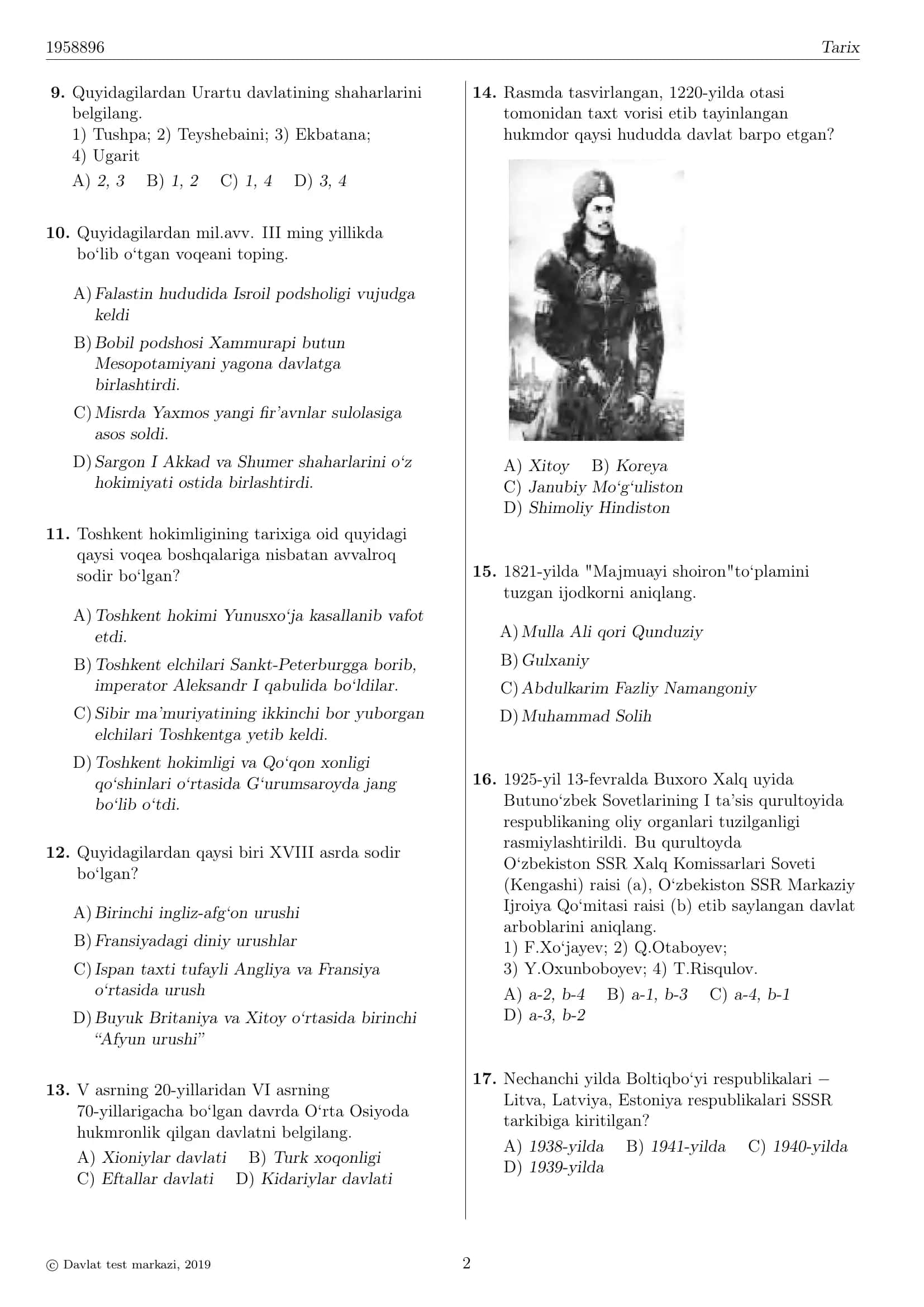 TEST VARIANTI RAQAMI: 1958896 2