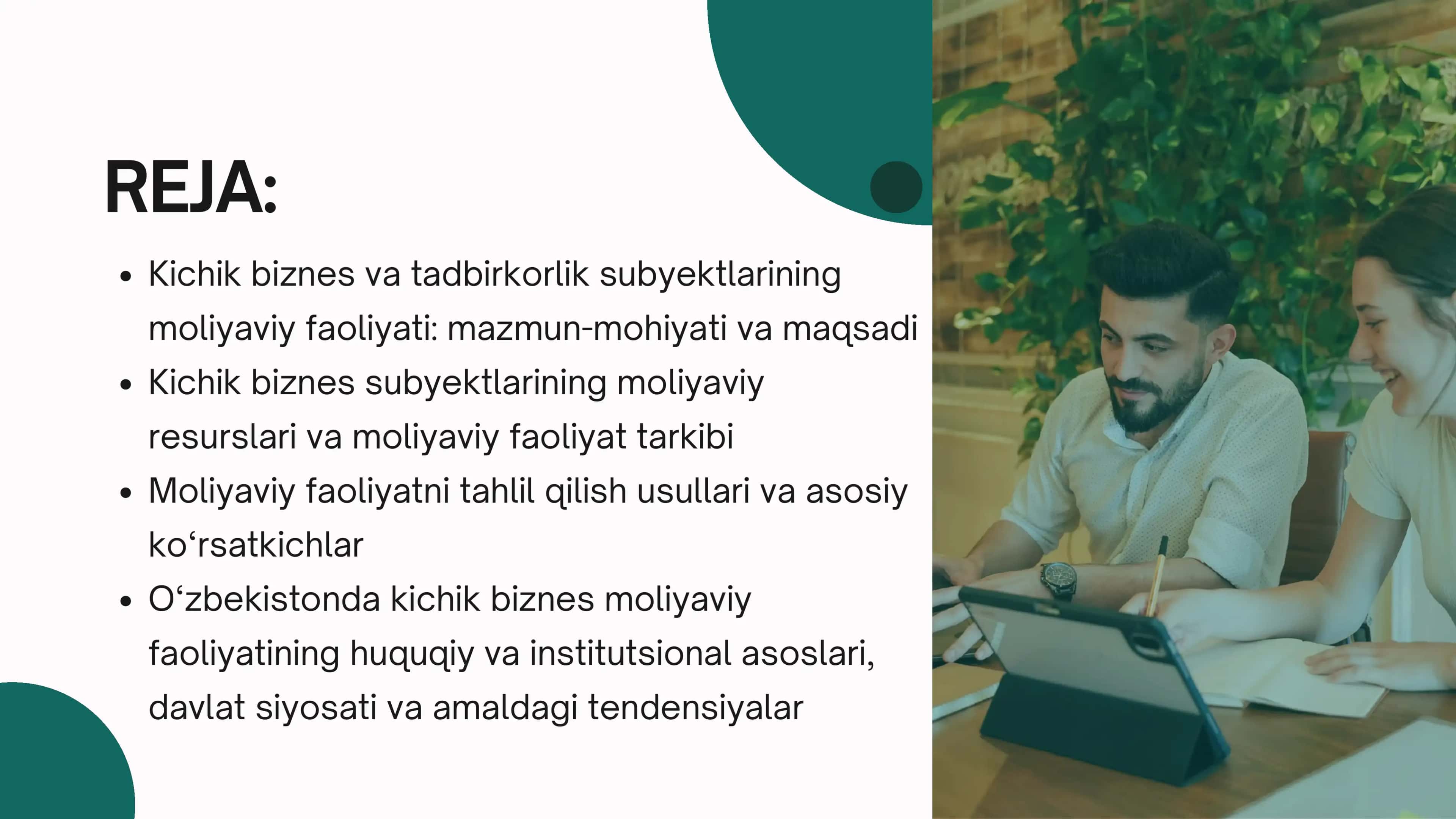 Kichik biznes va tadbirkorlik subyektlari moliyaviy tahlili mavzusida slayd 2
