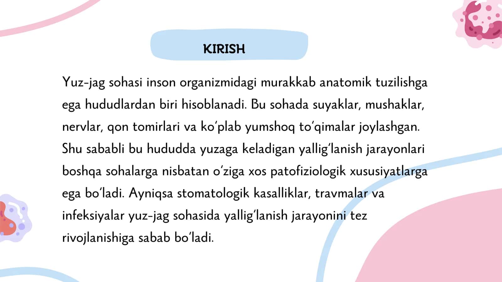 YUZ-JAG SOHASI TOQIMALARIDA YALLIGLANISH RIVOJLANISHINING OZIGA XOS HUSUSIYATLARI 2
