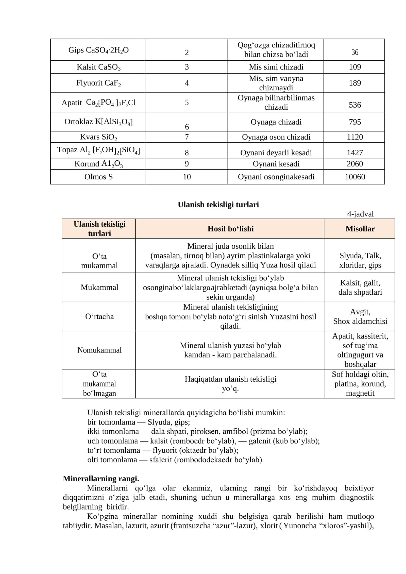 Minerallarning fizik xususiyatlari 2