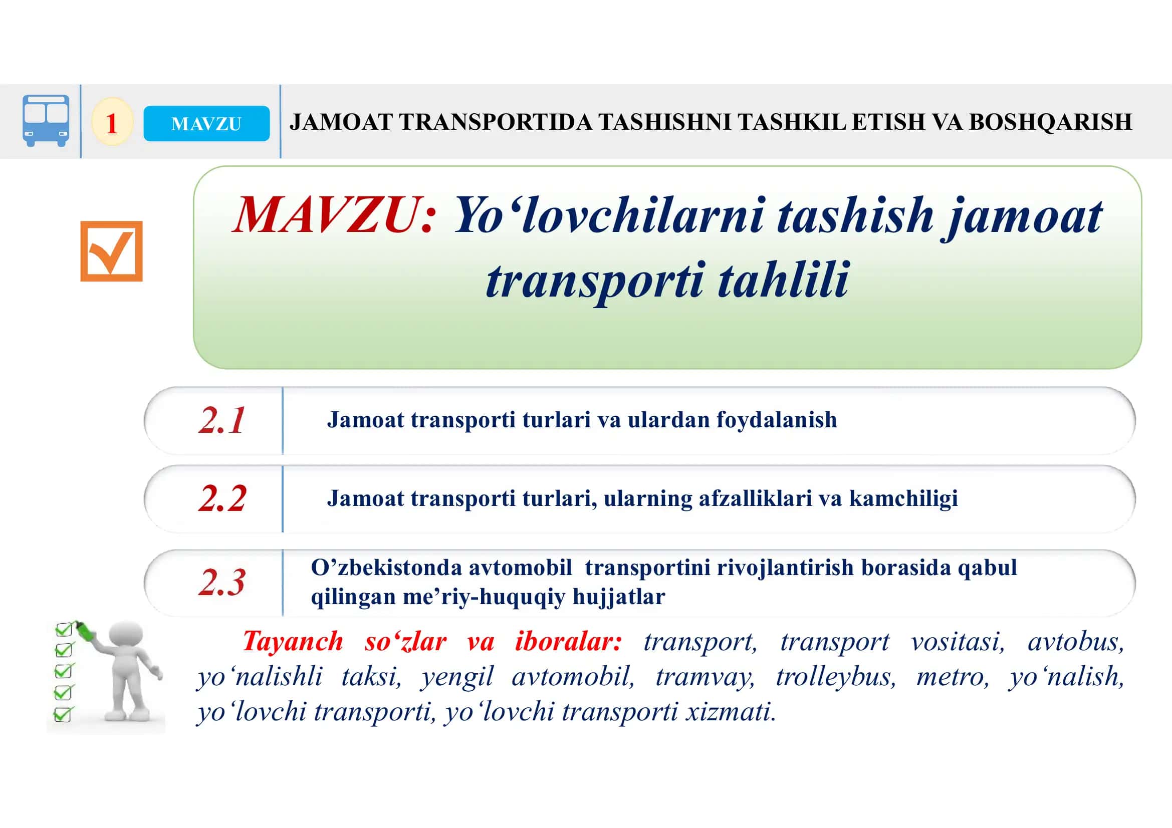 Yo‘lovchilarni tashish jamoat transporti tahlili 2