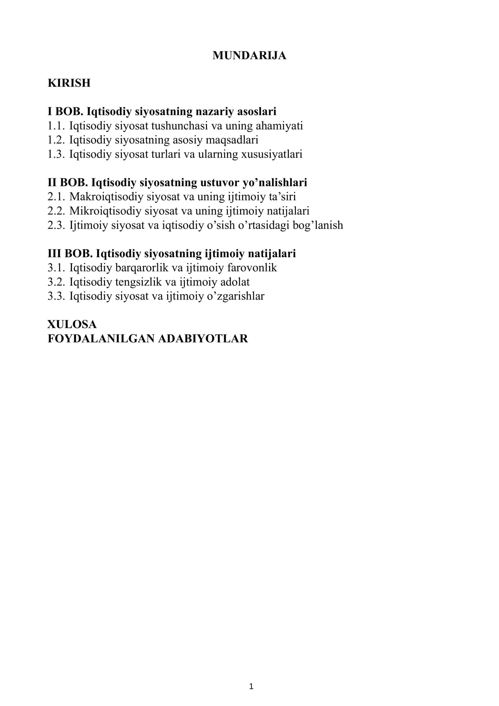 IQTISODIYOT NAZARIYASI FANIDAN TAYYORLAGAN KURS ISHI 2