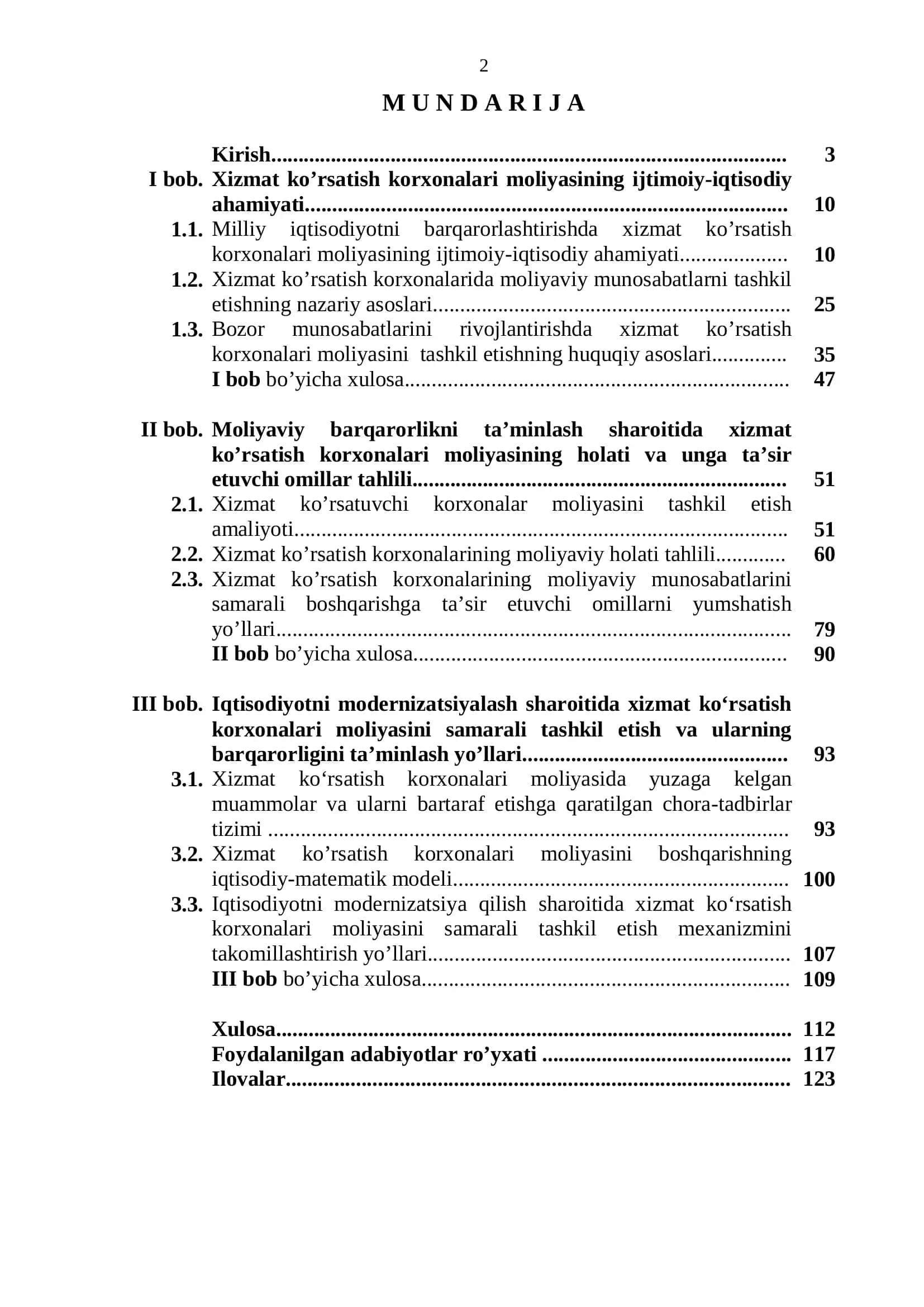 IQTISODIYOTNI MODERNIZATSIYA QILISH SHAROITIDA XIZMAT KO’RSATISH KORXONALARI MOLIYASINI SAMARALI TASHKIL ETISH MASALALARI 2