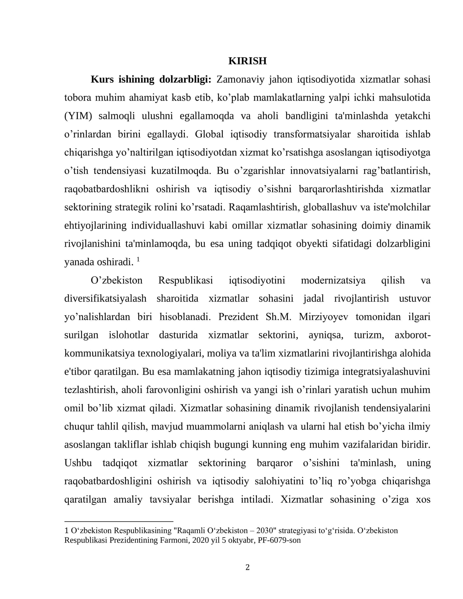 XIZMATLAR SOHASI VA UNING DINAMIK RIVOJLANISH TENDENSIYALARI 2