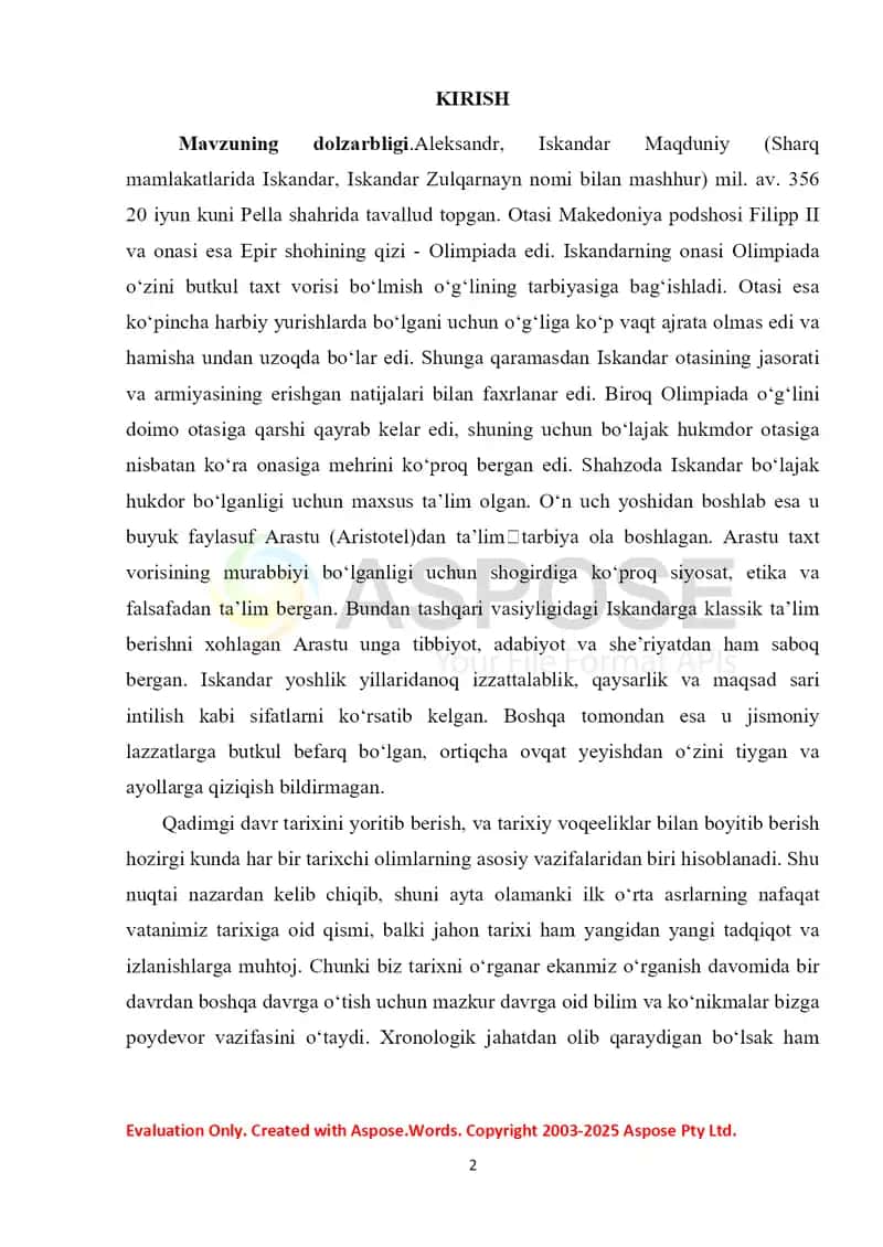 Aleksandr Makedonskiyning O’rta Osiyoga yurishlari 2