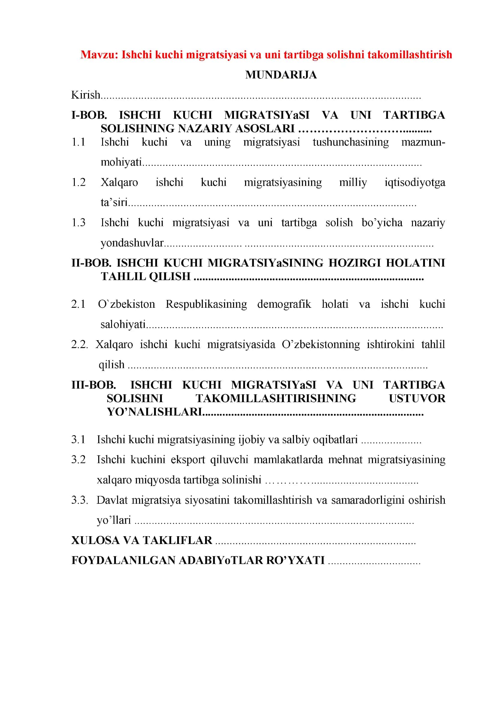 Ishchi kuchi migratsiyasi va uni tartibga solishni takomillashtirish 2