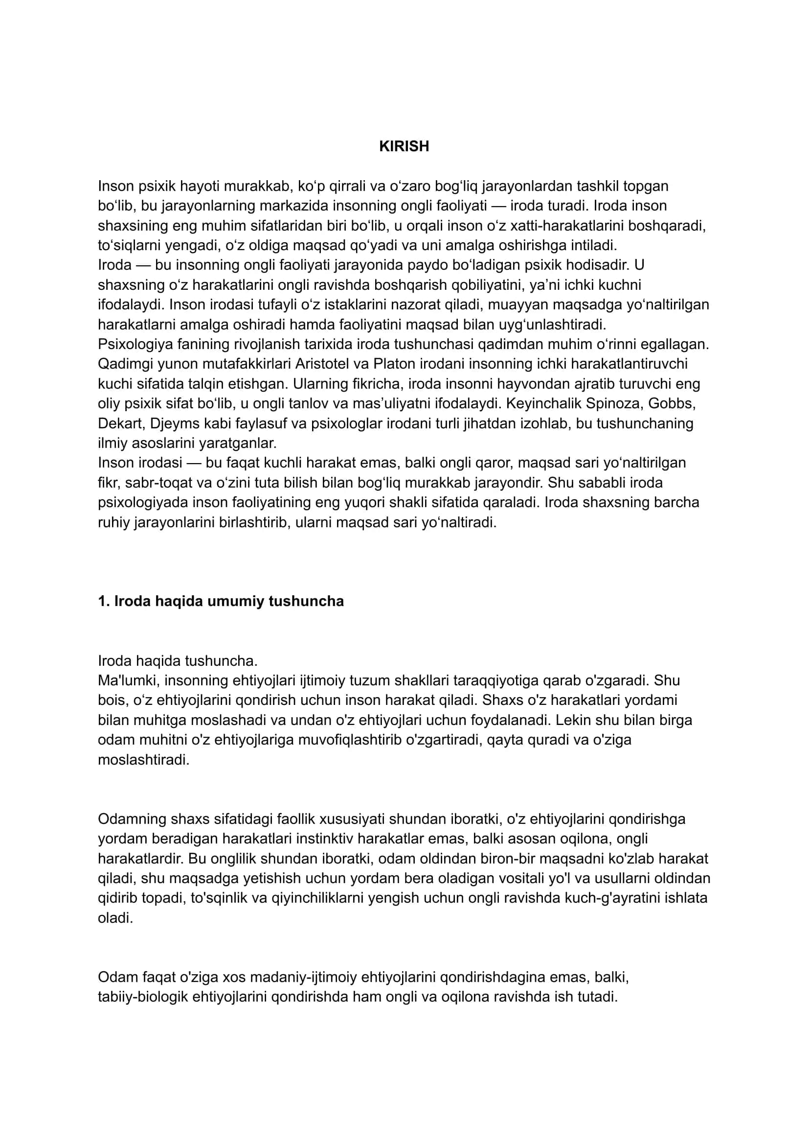 Iroda tushunchasi. 2