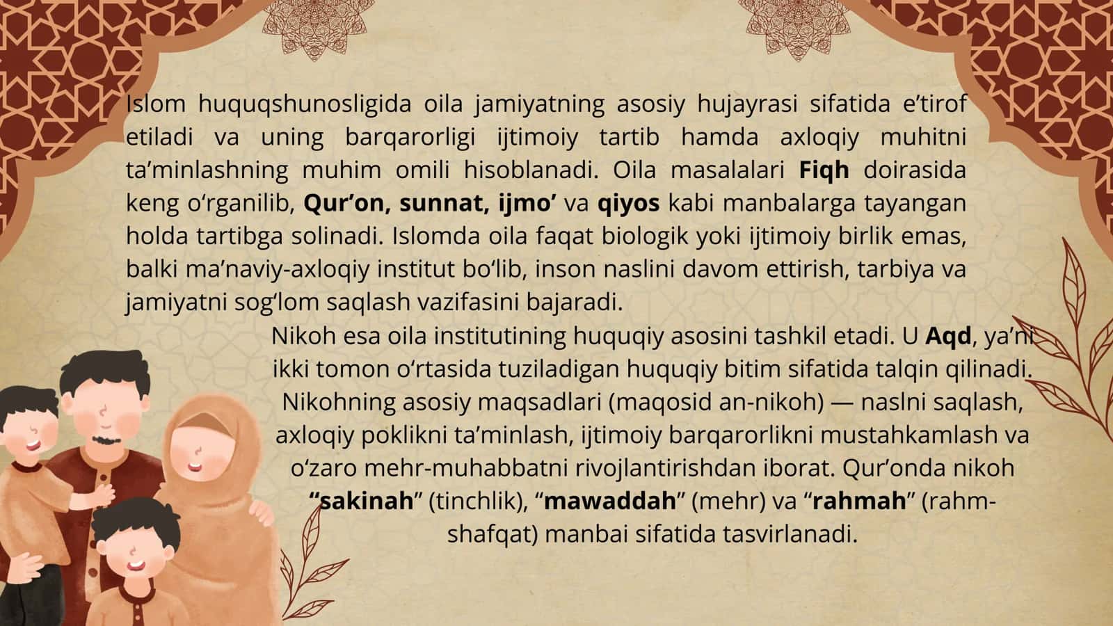 Islom huquqshunosligida oila, nikoh, taloq, idda, zihor tushunchalari 2
