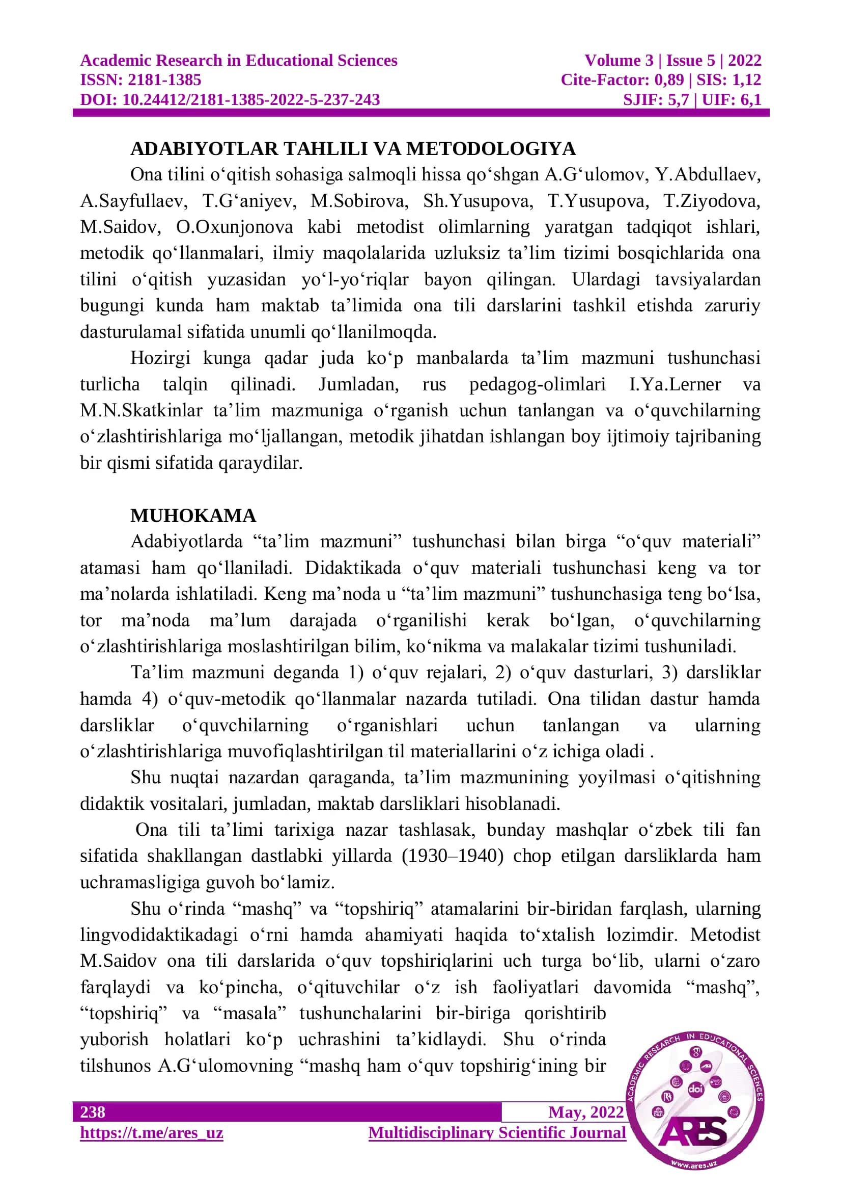 ONA TILI MASHG‘ULOTLARI O‘QUV TOPSHIRIQLARINING BERILISHI VA ULARNING MAZMUNI 2