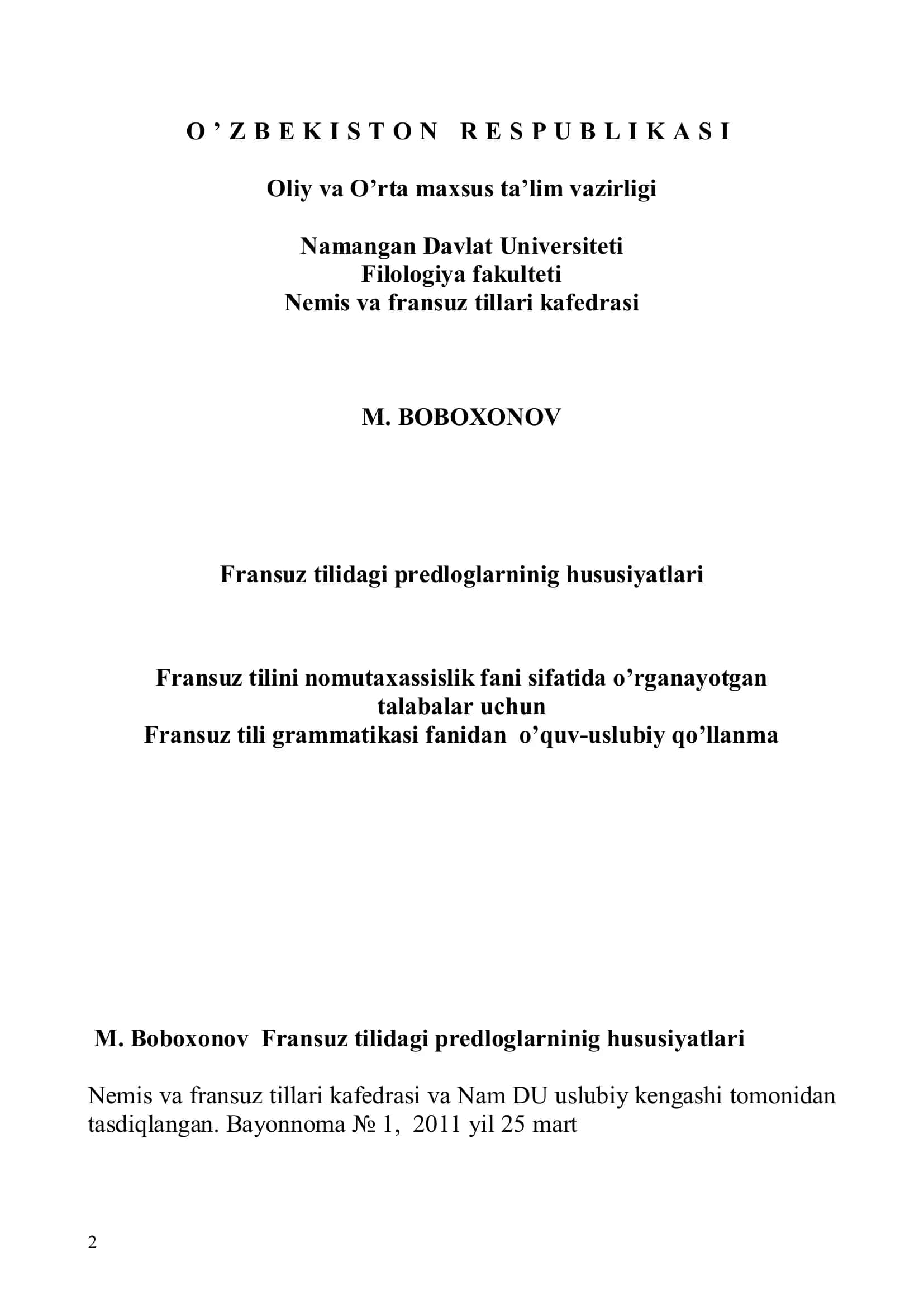 Fransuz tilidagi predloglarninig hususiyatlari 2