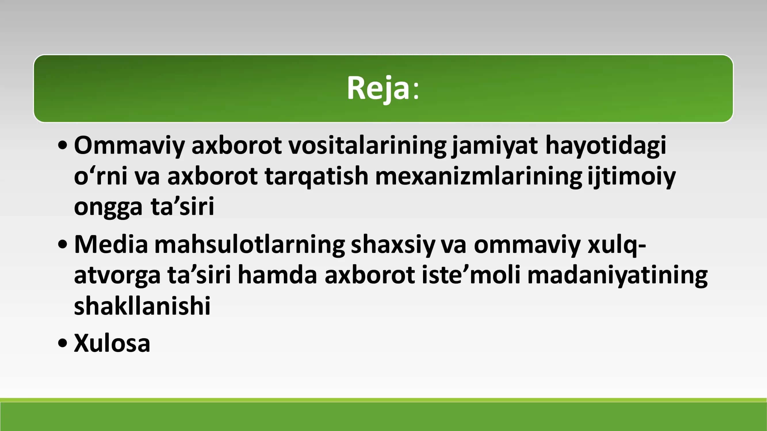 Ommaviy axborot vositaning ijtimoiy ta'sir kuchi. 2