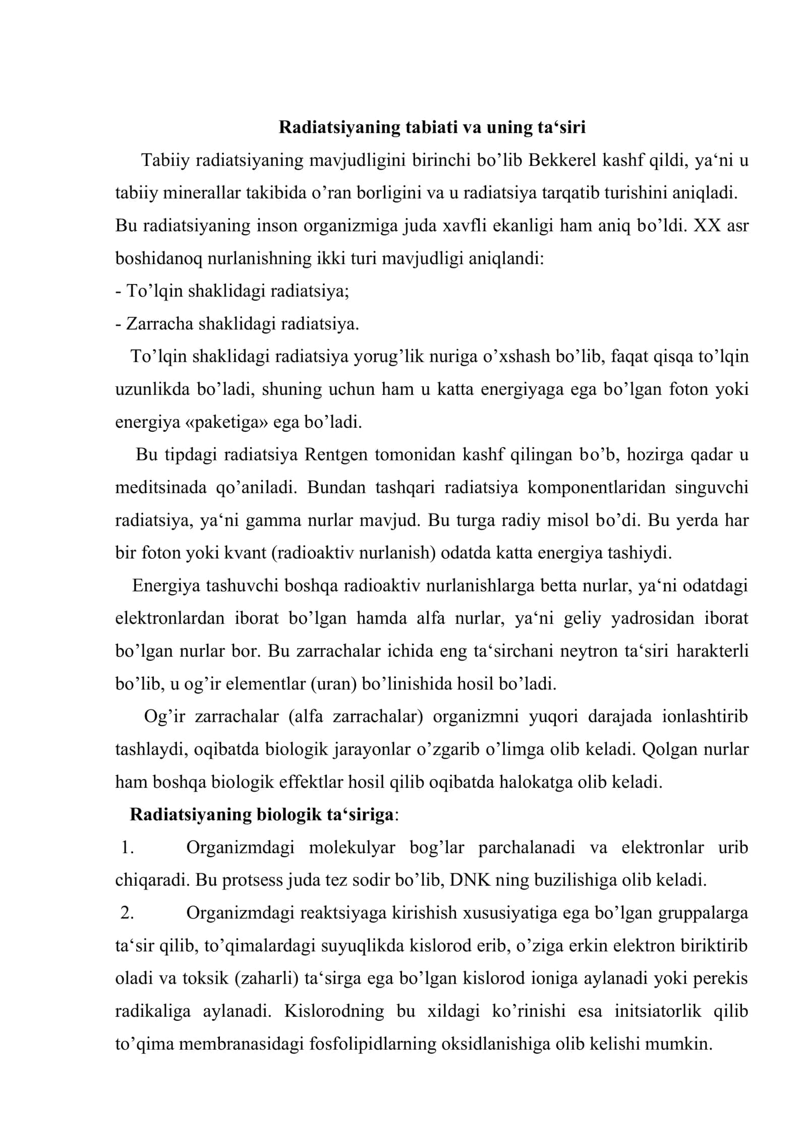 Radioaktivlik, muhitni radioaktiv zaharlanishi 2