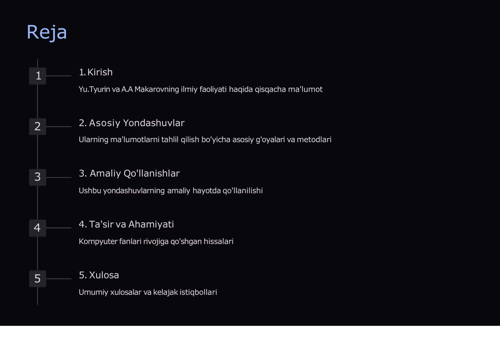 Yu.Tyurin va A.A Makarovlarning Kompyuter Tahlili Yondashuvlari 2