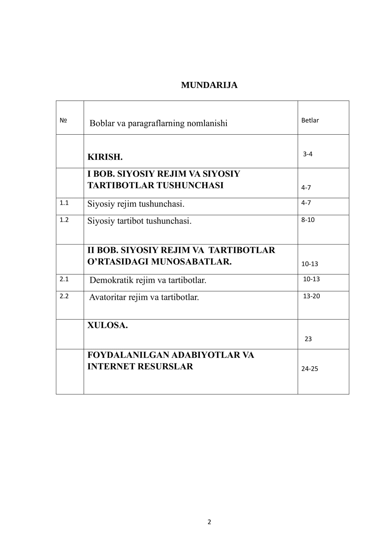 SIYOSIY REJIM VA SIYOSIY TARTIBOTLAR 2