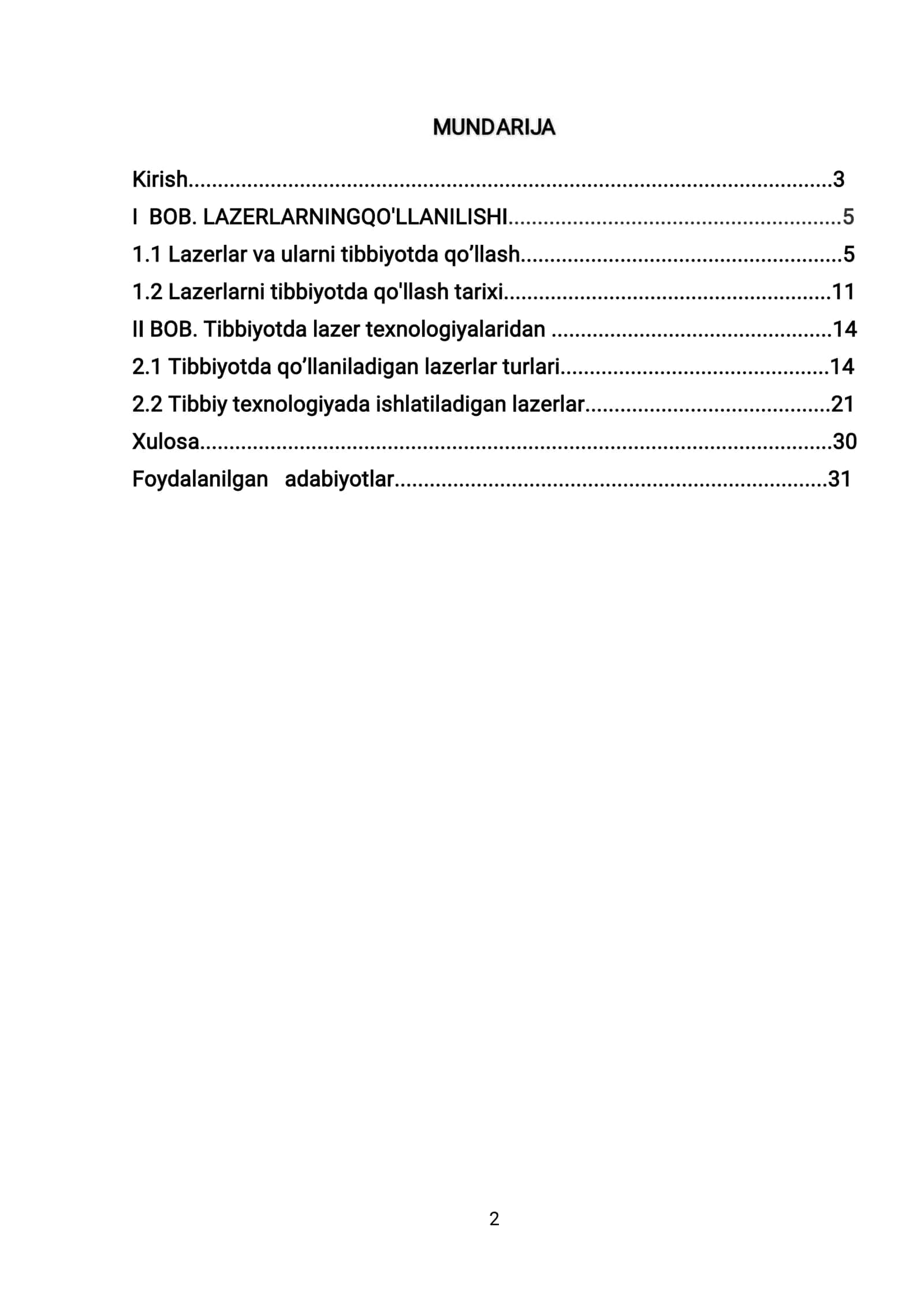 LAZERNING TIBBIYOTDA QO’LLANILISHI 2