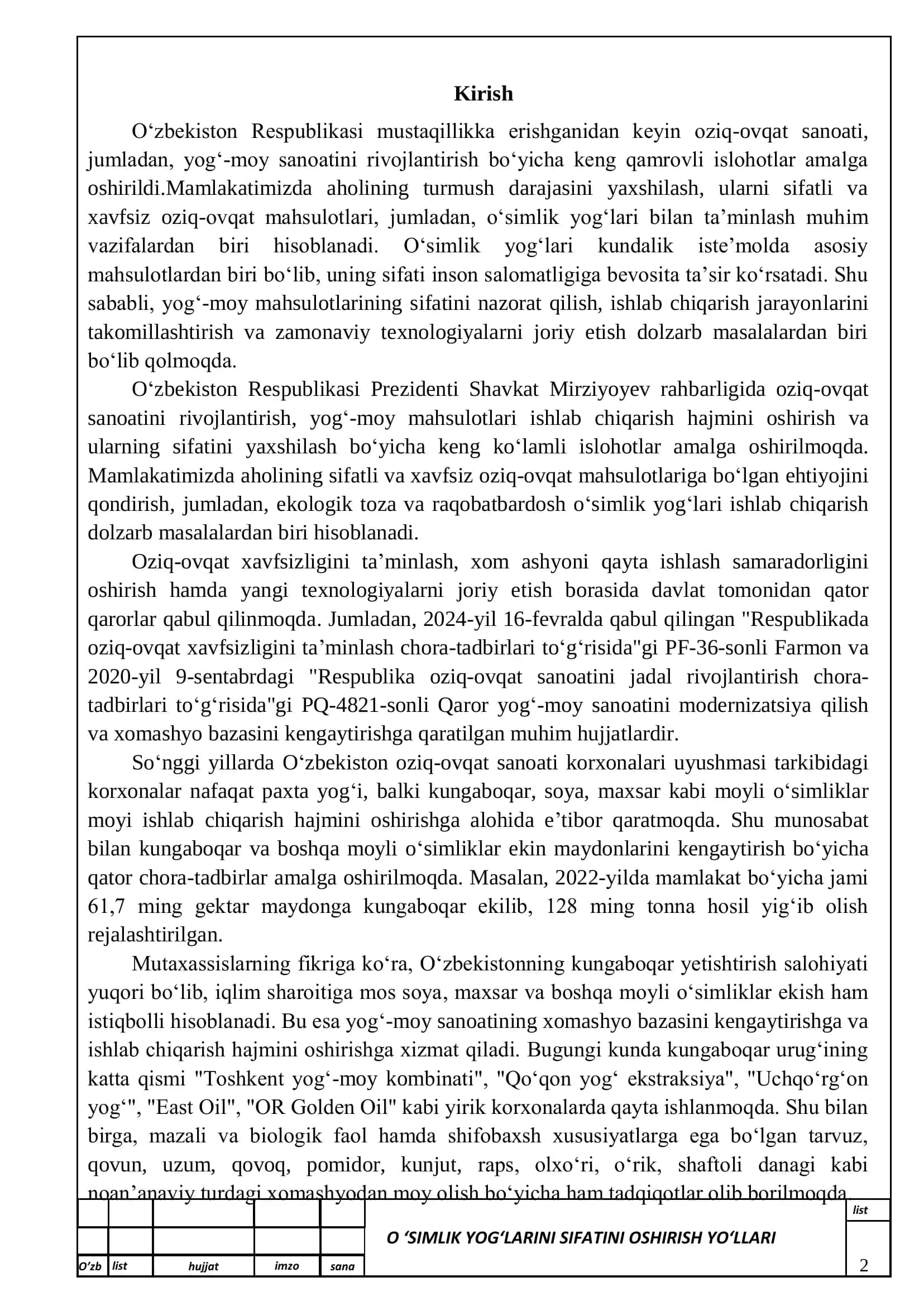 O ‘SIMLIK YOG‘LARINI SIFATINI OSHIRISH YO‘LLARI 2