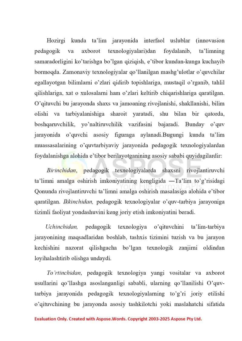 Tarbiya fanini o‘qitishda tarbiya treninglari asosida faoliyatni tashkil etish 2