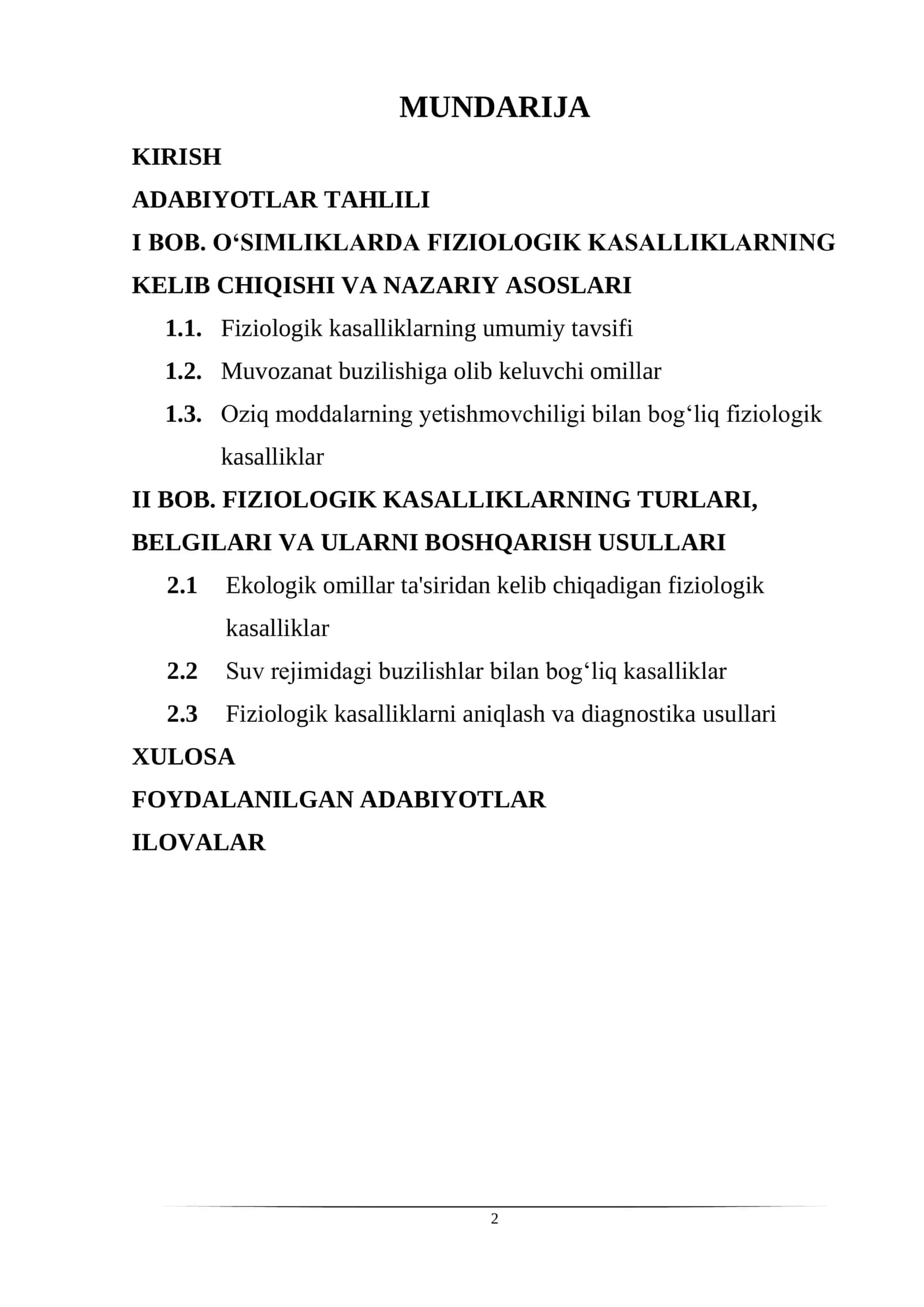 Fiziologik kasalliklarning umumiy tavsifi 2