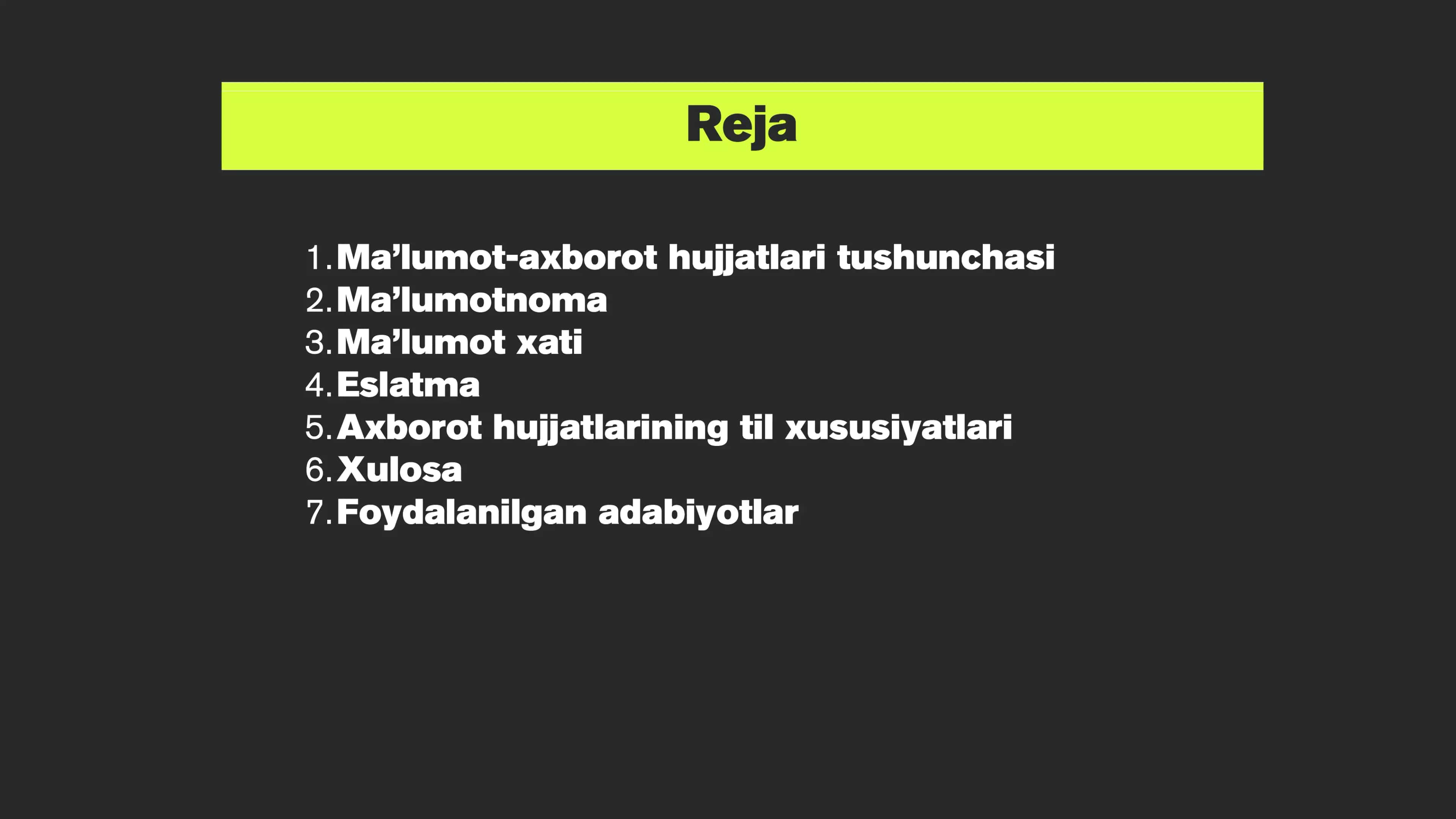 MA’LUMOT-AXBOROT HUJJATLARI TUSHUNCHASI 2