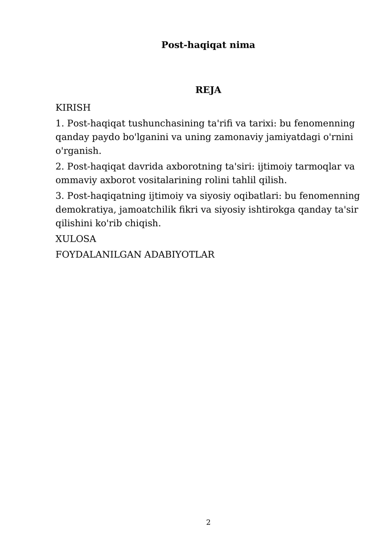 Post-haqiqat nima 2