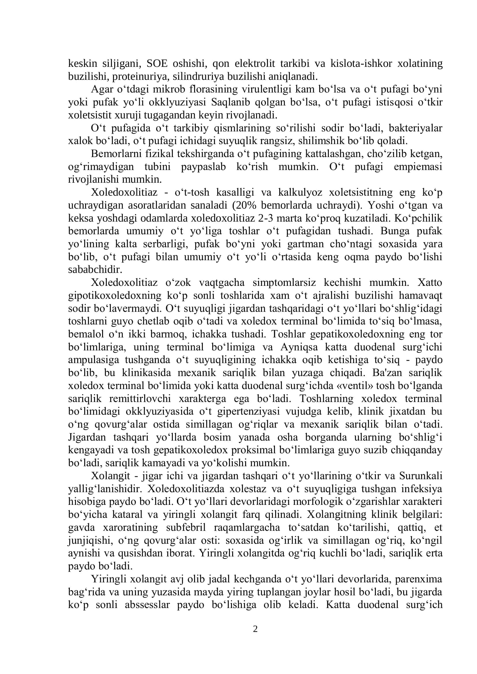 O‘tkir xoletsistit va uning asoratlari 2